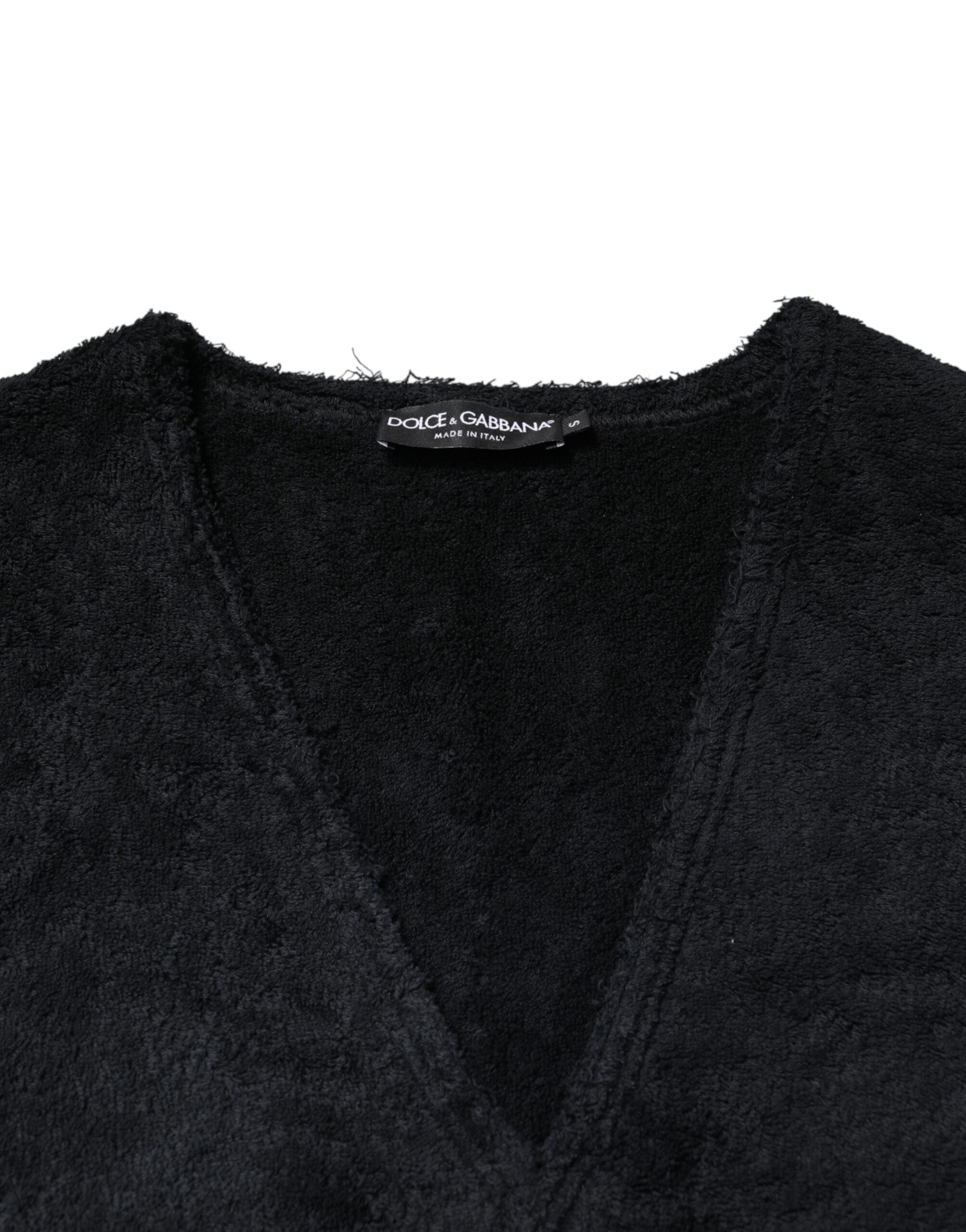Black Cotton V-Neck Men Sweatshirt Sweater - ventzia