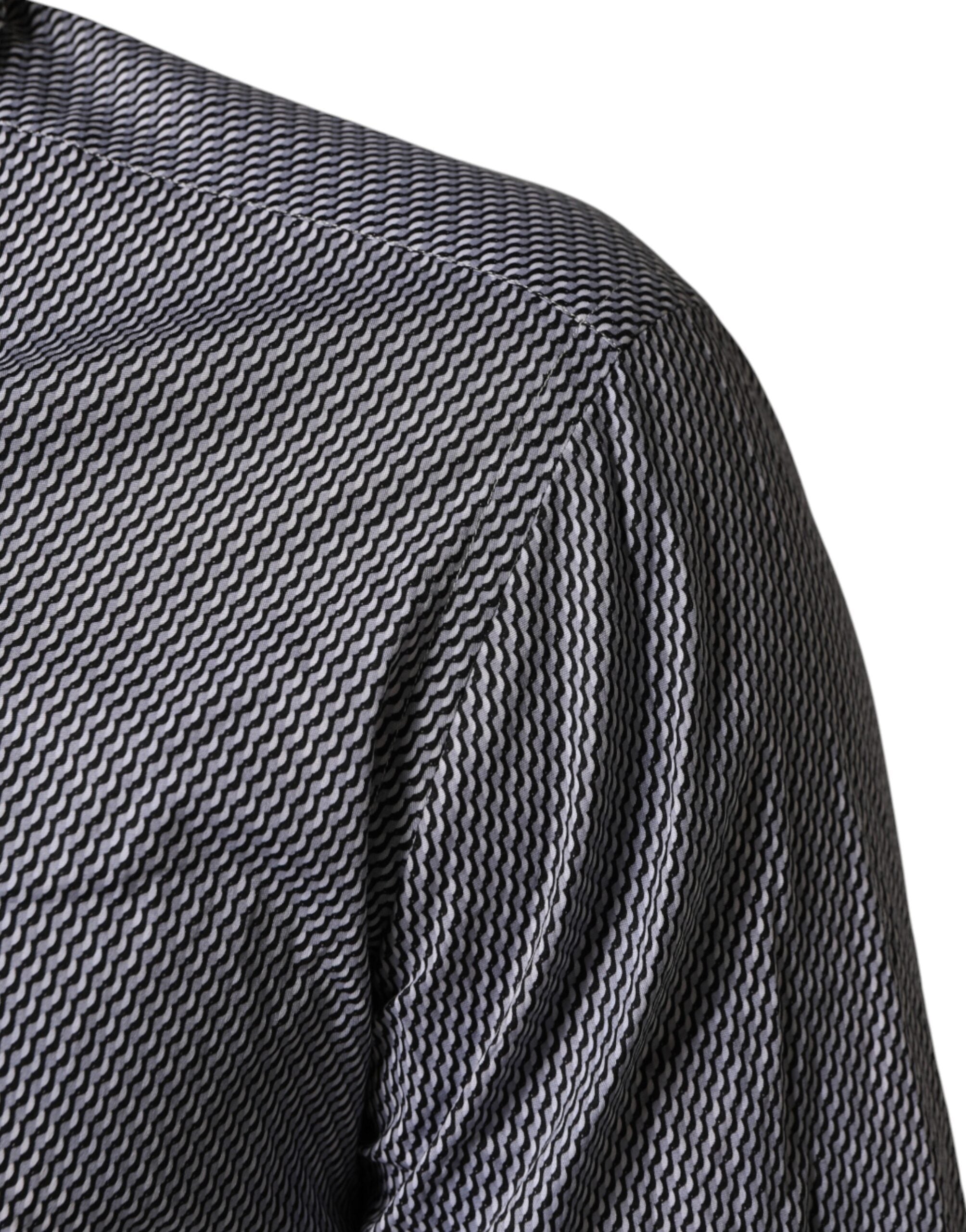 Gray Patterned Long Sleeves Dress Shirt - ventzia