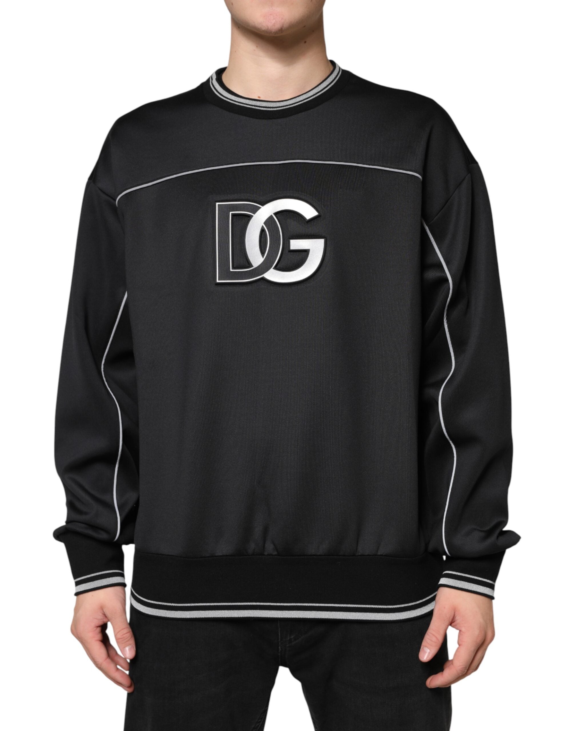 Black DG Logo Crew Neck Sweatshirt Sweater - ventzia