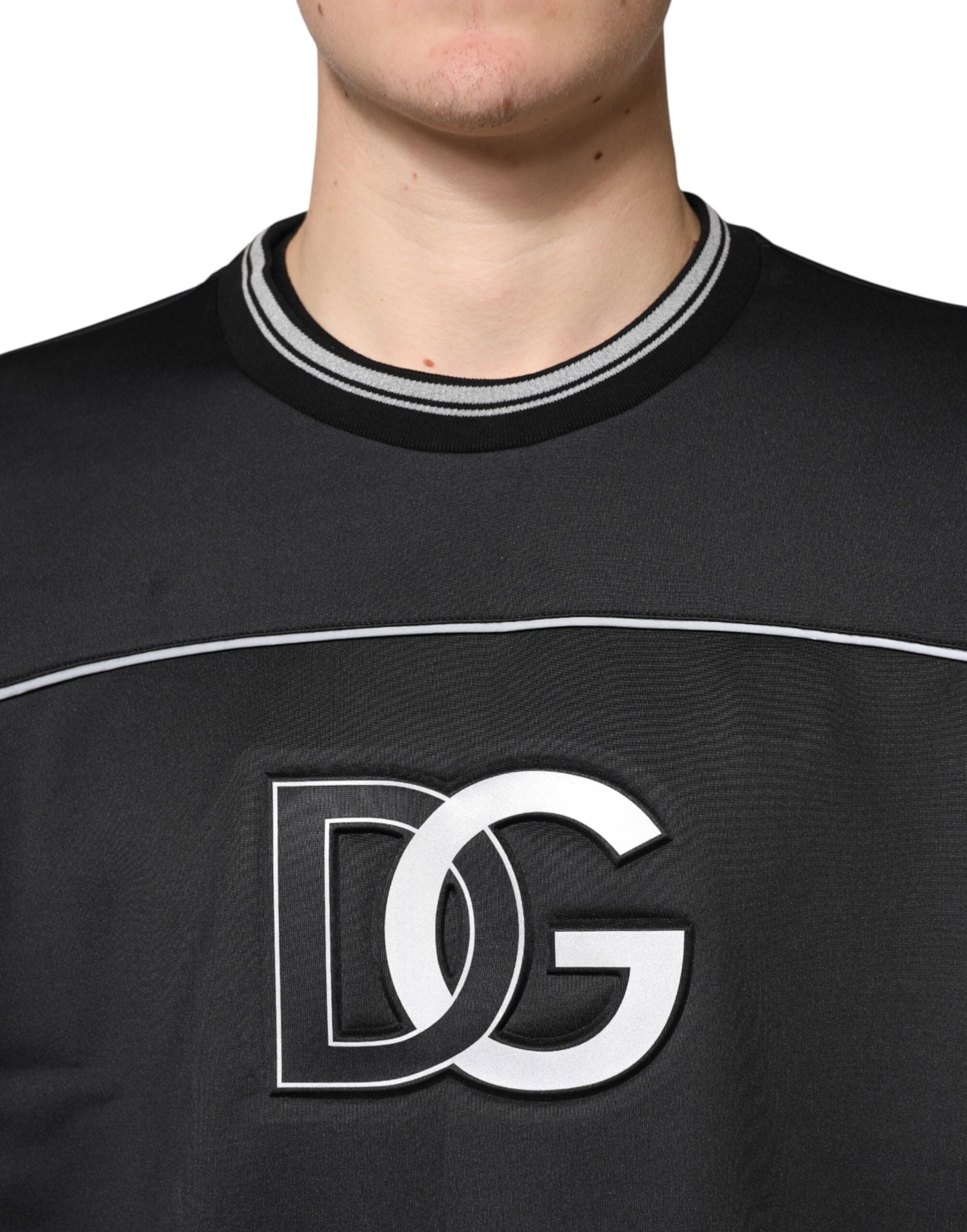 Black DG Logo Crew Neck Sweatshirt Sweater - ventzia