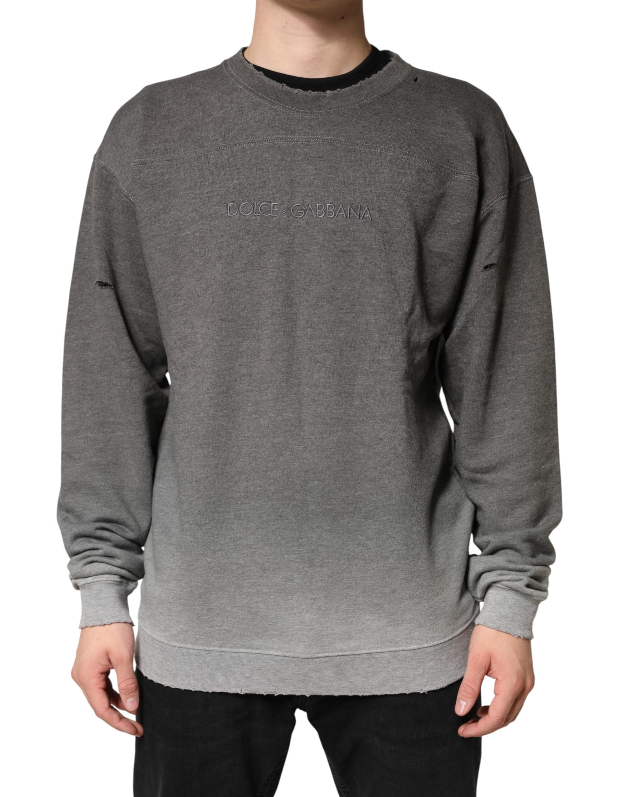 Gray Cotton Crew Neck Men Sweatshirt Sweater - ventzia