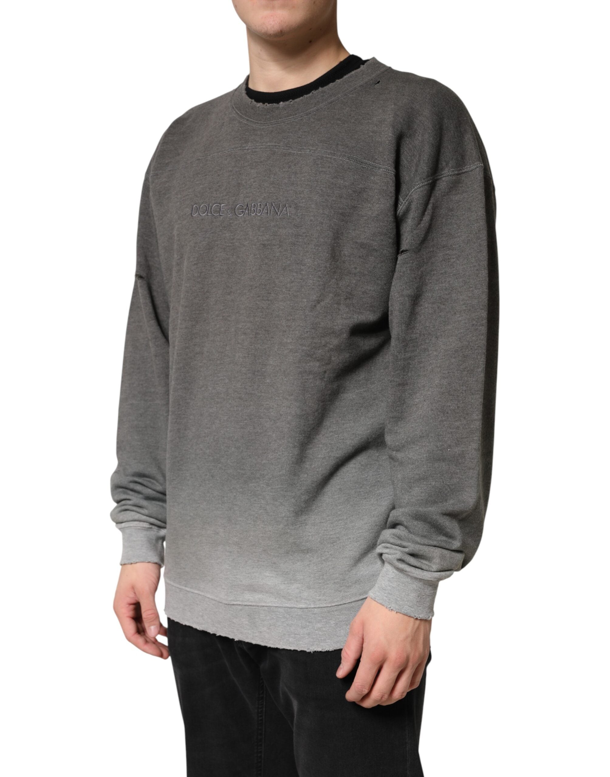 Gray Cotton Crew Neck Men Sweatshirt Sweater - ventzia