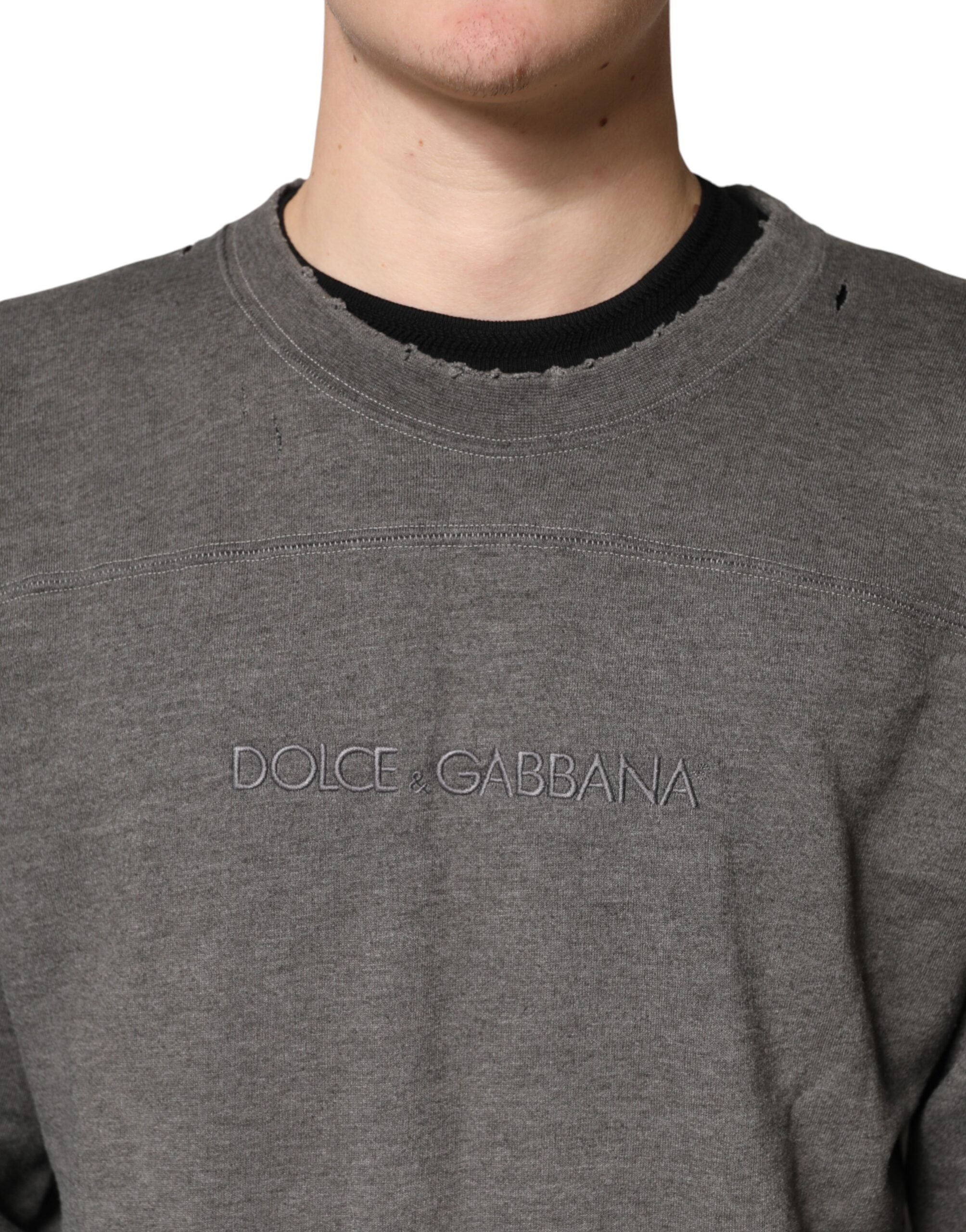 Gray Cotton Crew Neck Men Sweatshirt Sweater - ventzia