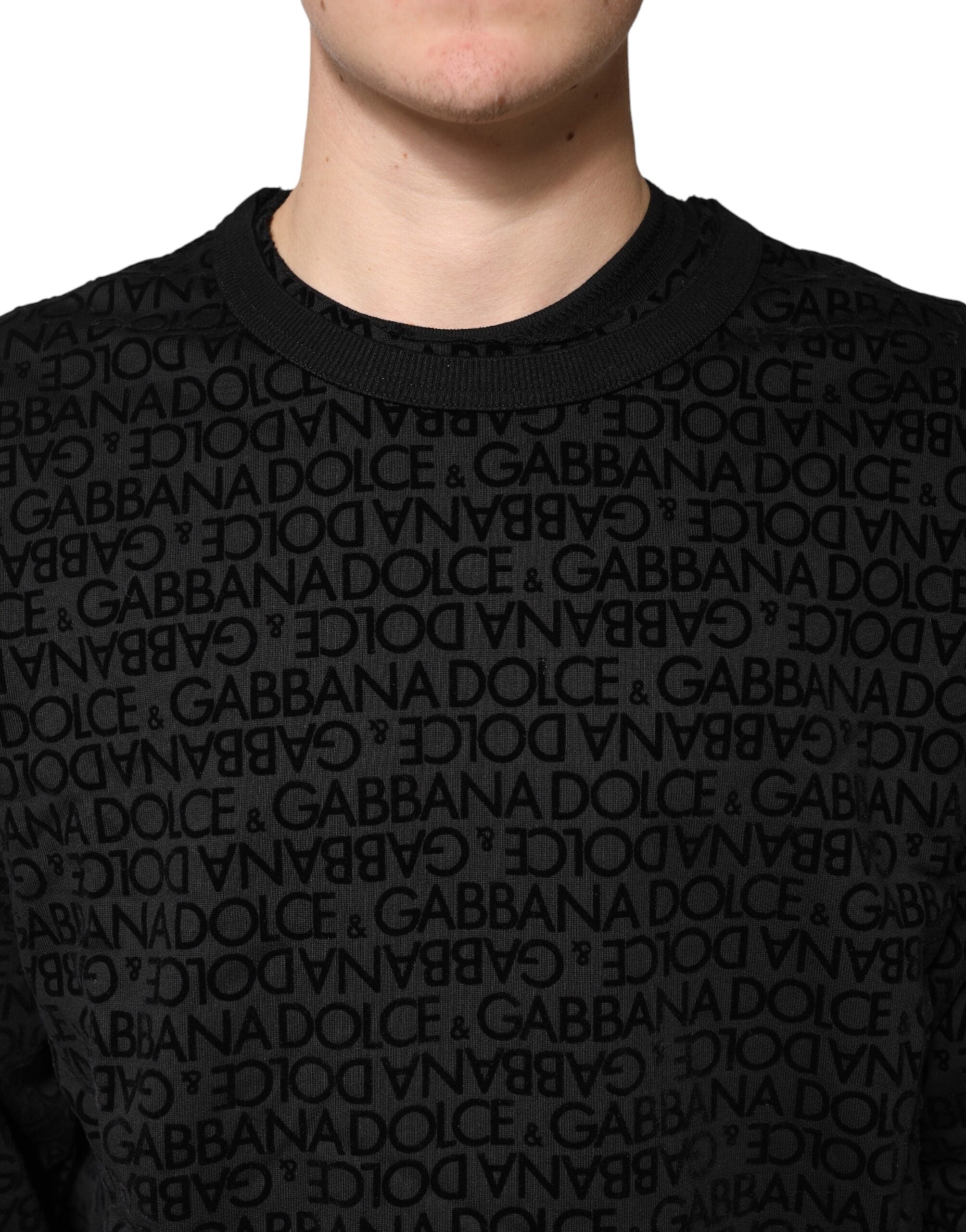 Black Monogram Crew Neck Sweatshirt Sweater - ventzia