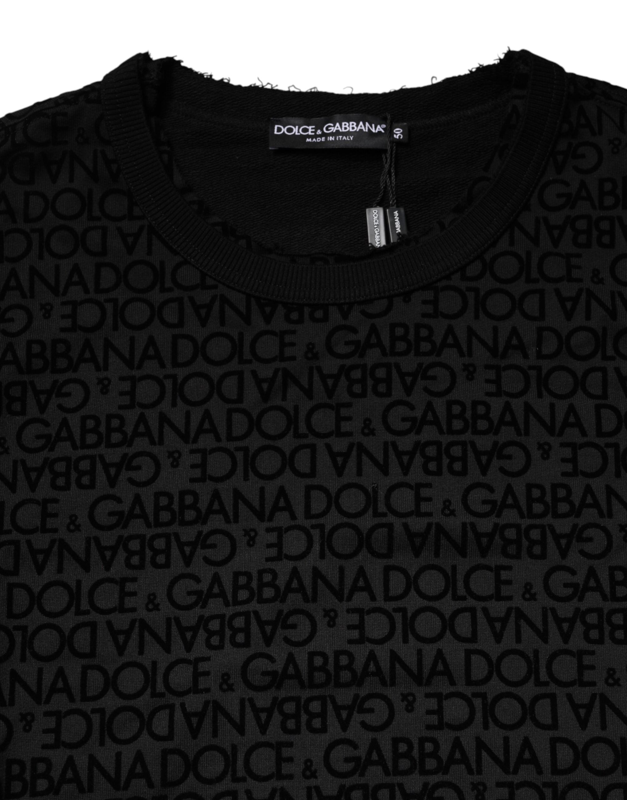 Black Monogram Crew Neck Sweatshirt Sweater - ventzia