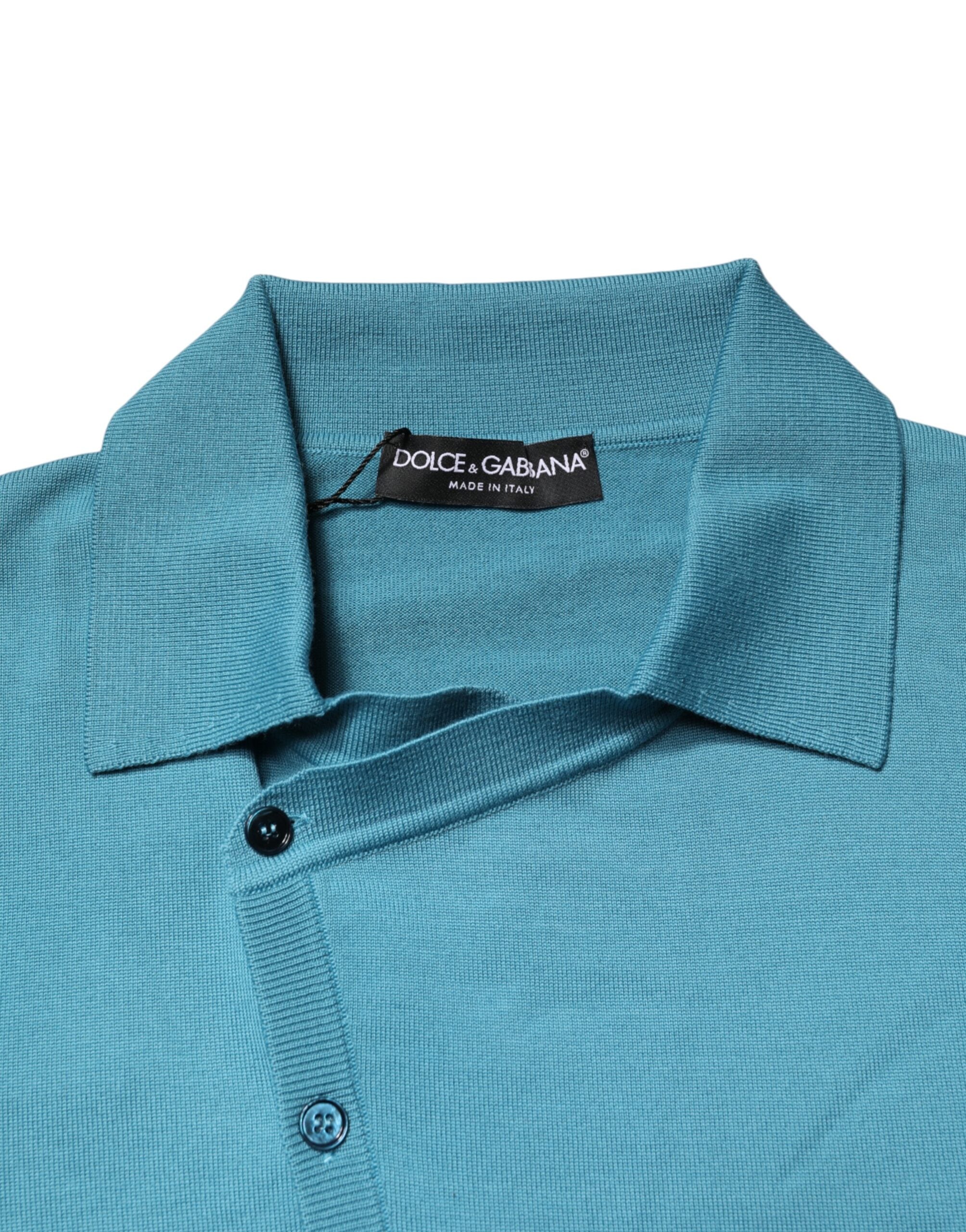 Teal Wool Collared Polo Pullover Sweater - ventzia