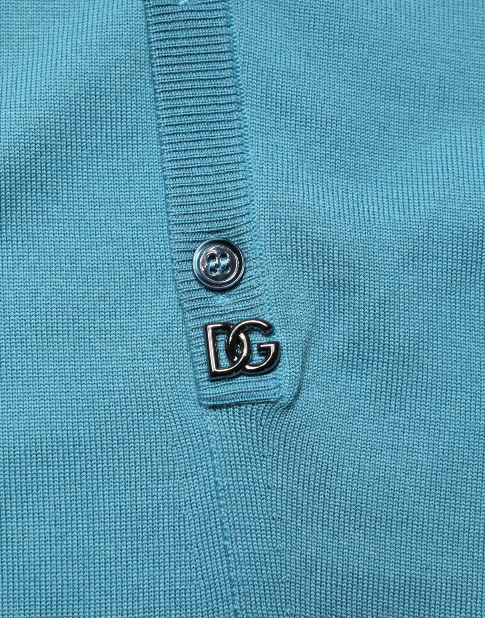 Teal Wool Collared Polo Pullover Sweater - ventzia