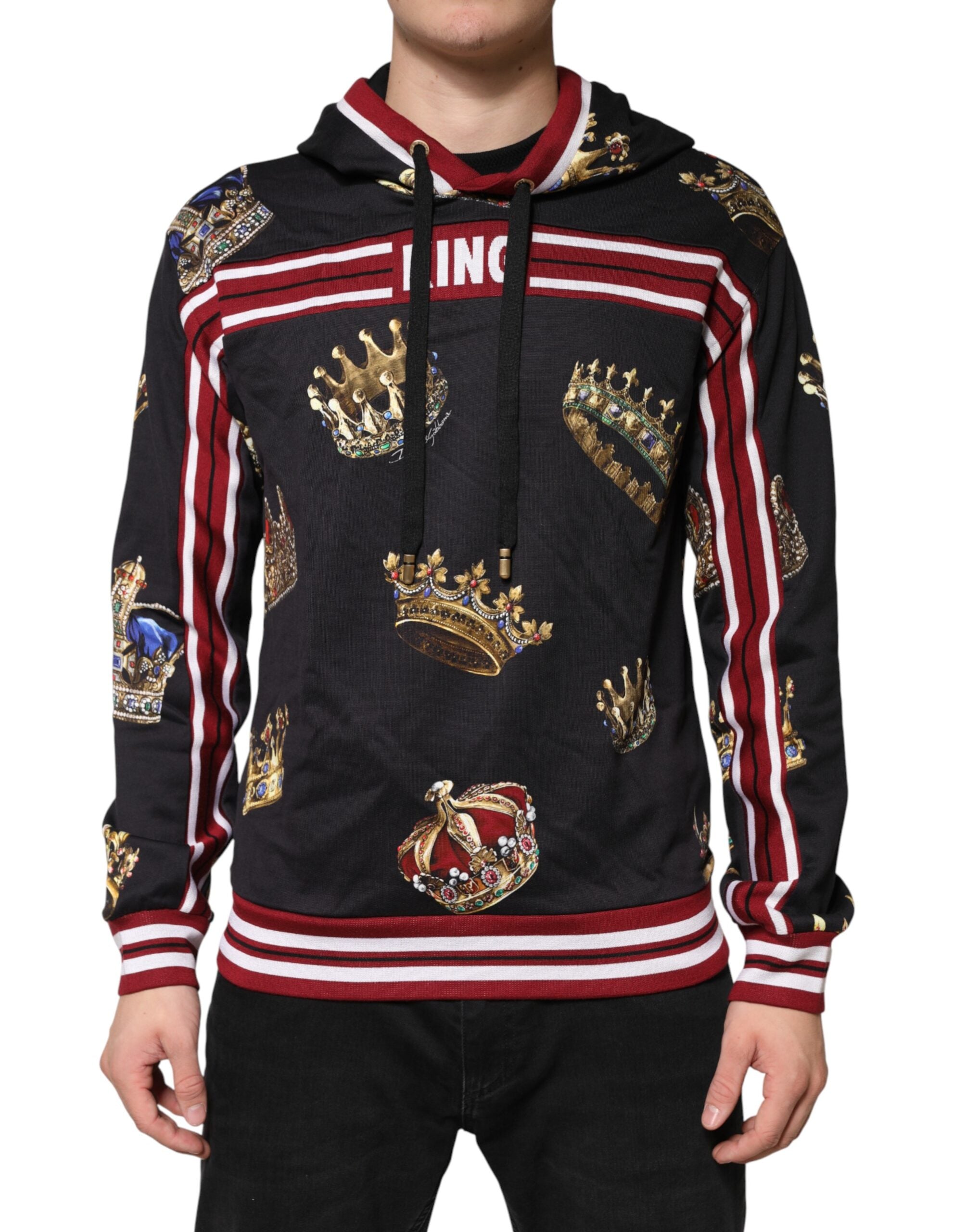 Black King Crown Hooded Sweatshirt Sweater - ventzia