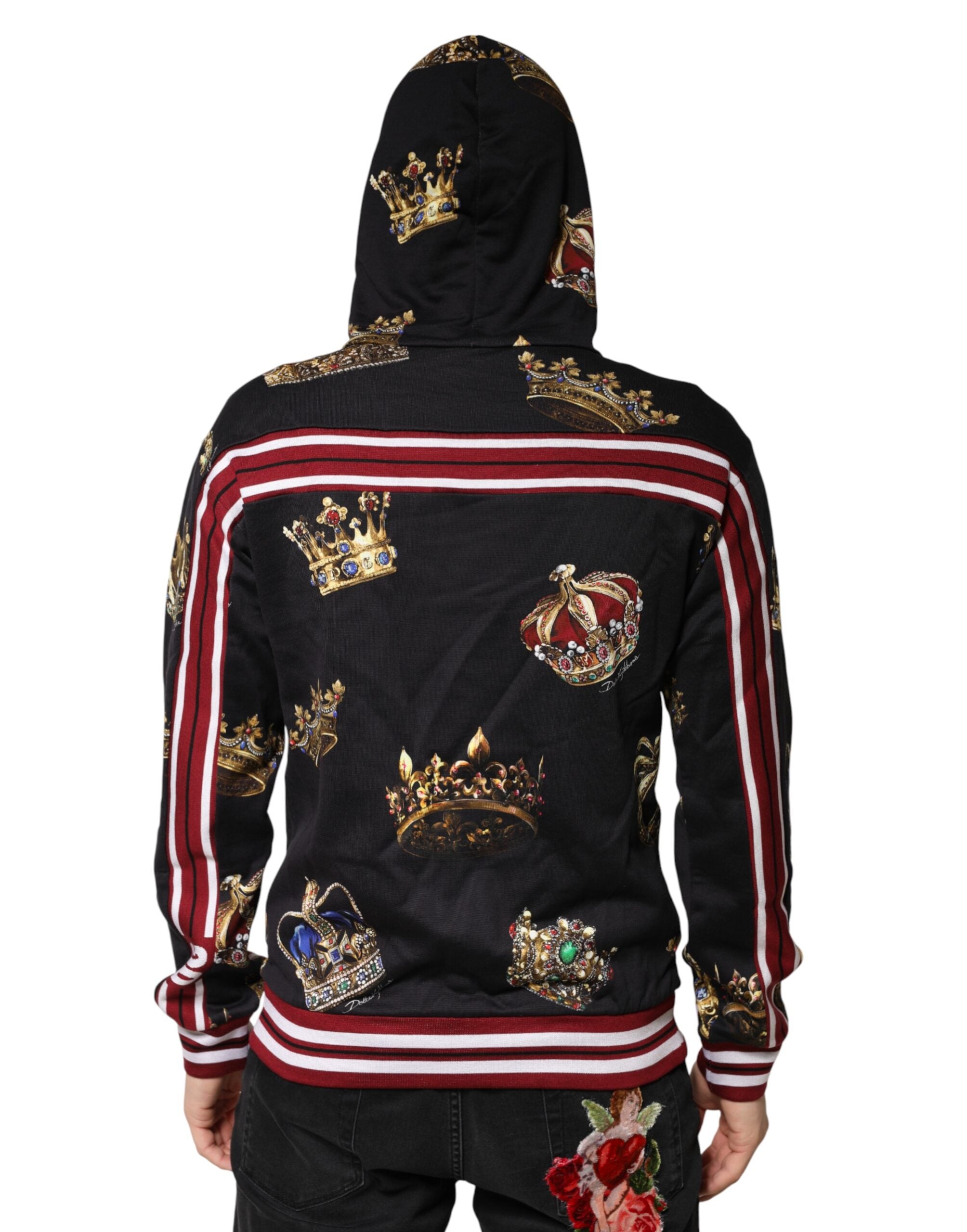 Black King Crown Hooded Sweatshirt Sweater - ventzia