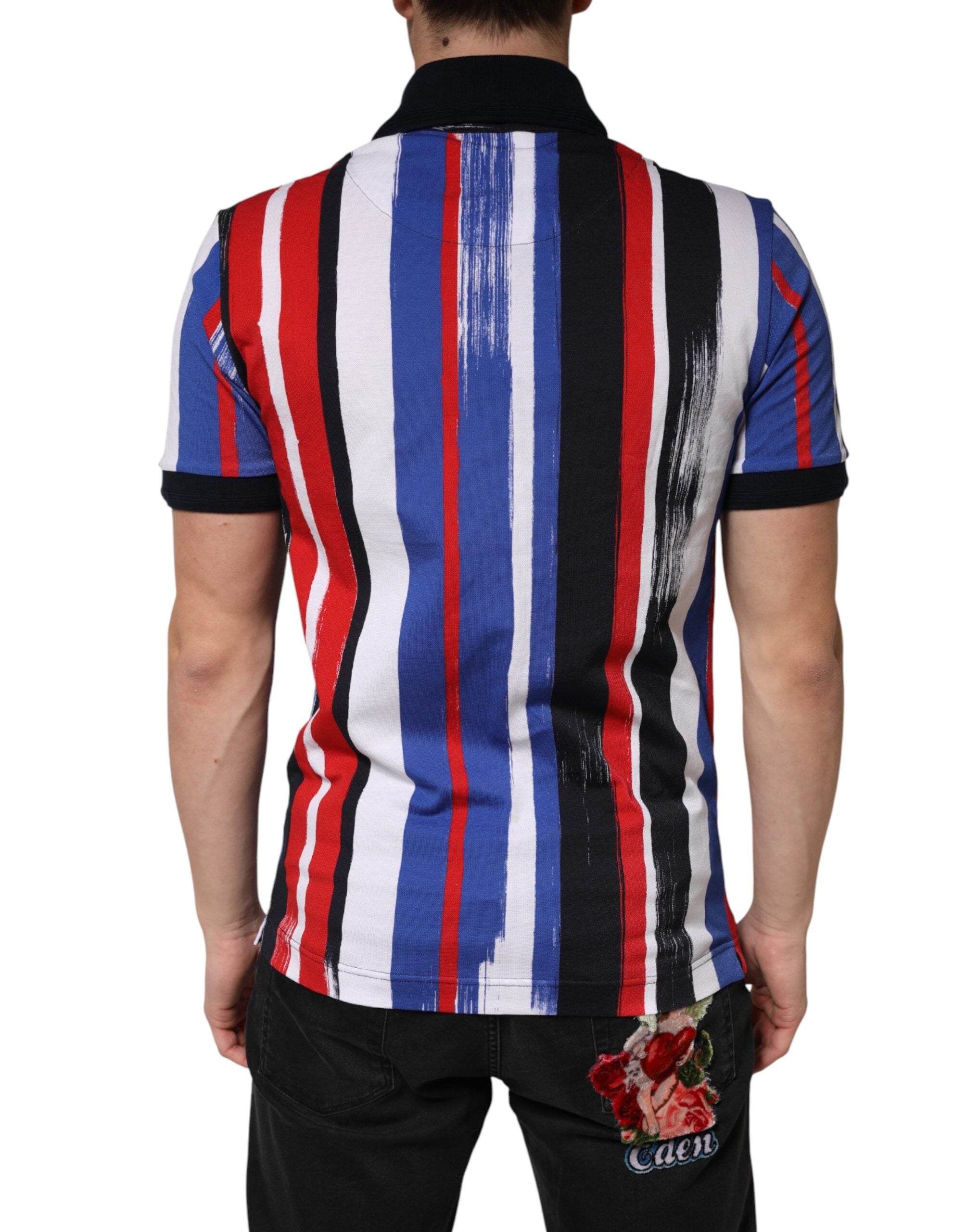 Multicolor Stripes Cotton Men Polo T-shirt - ventzia
