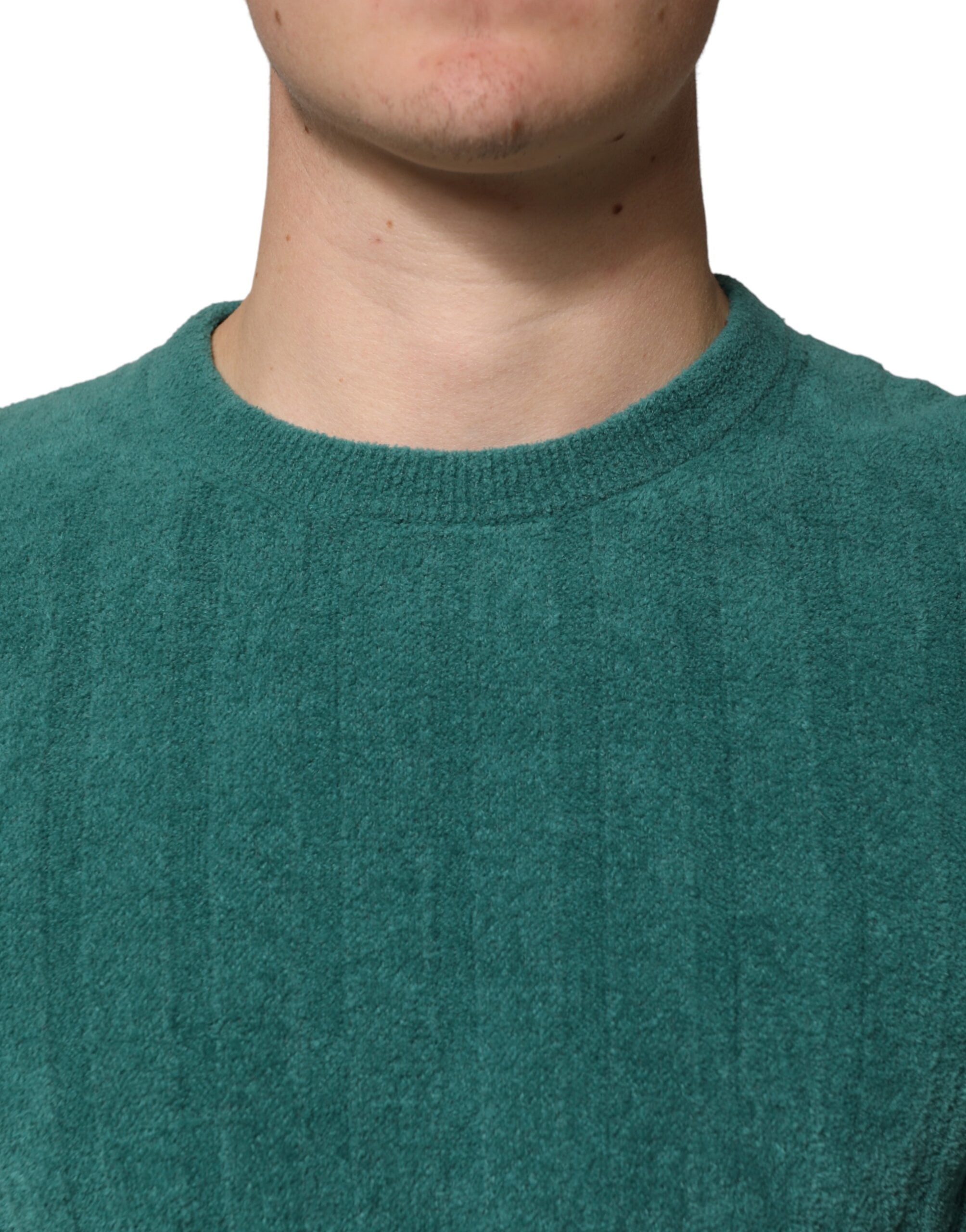 Dark Green Cotton Blend Men Crew Neck T-shirt - ventzia