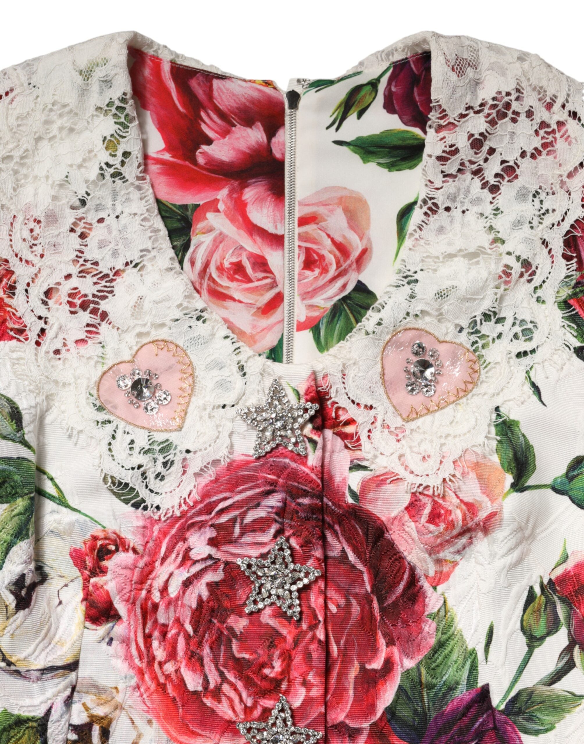 White Floral Embellished Sheath Mini Dress - ventzia