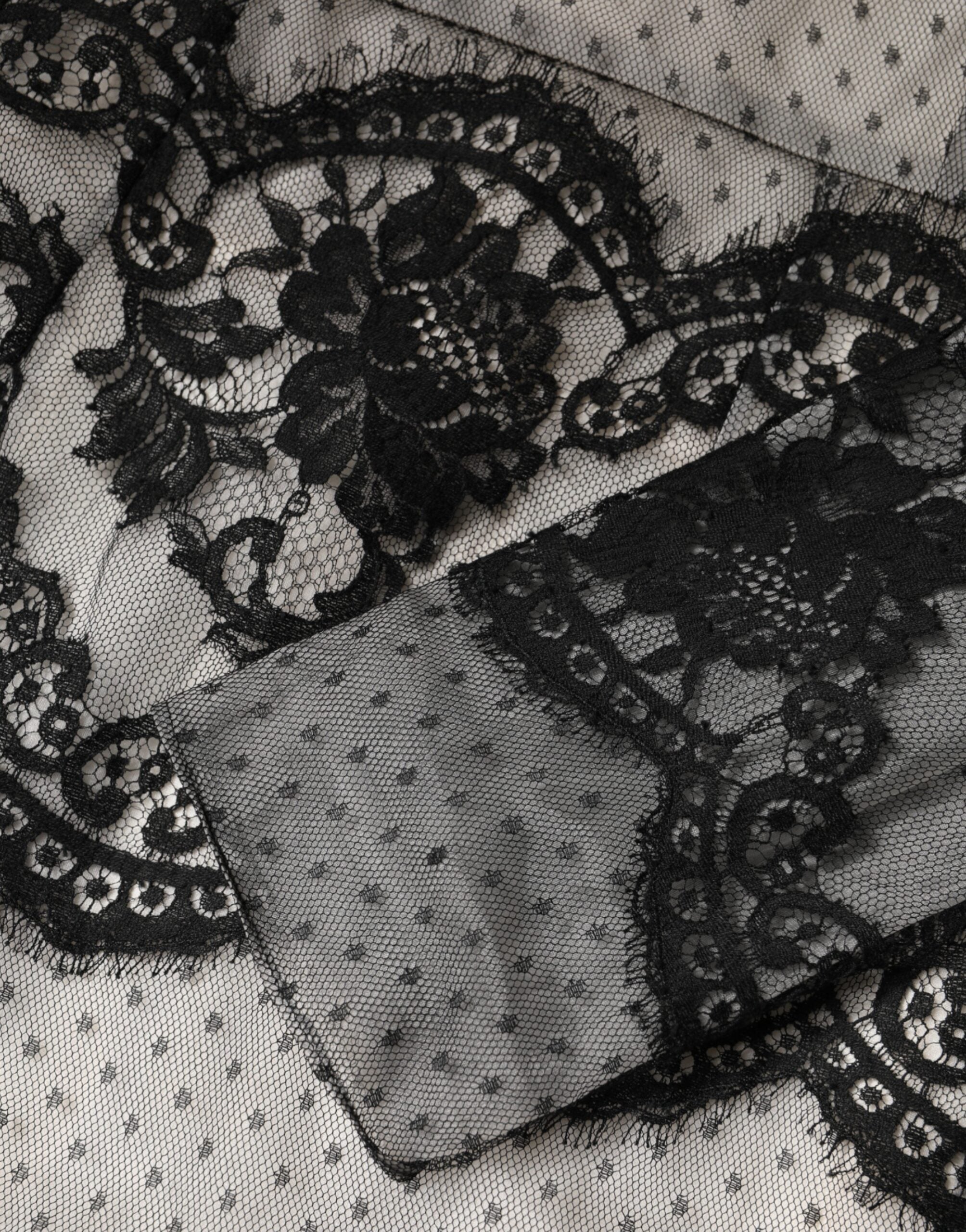 Black White Lace Silk Blend MaxiSheath Dress - ventzia