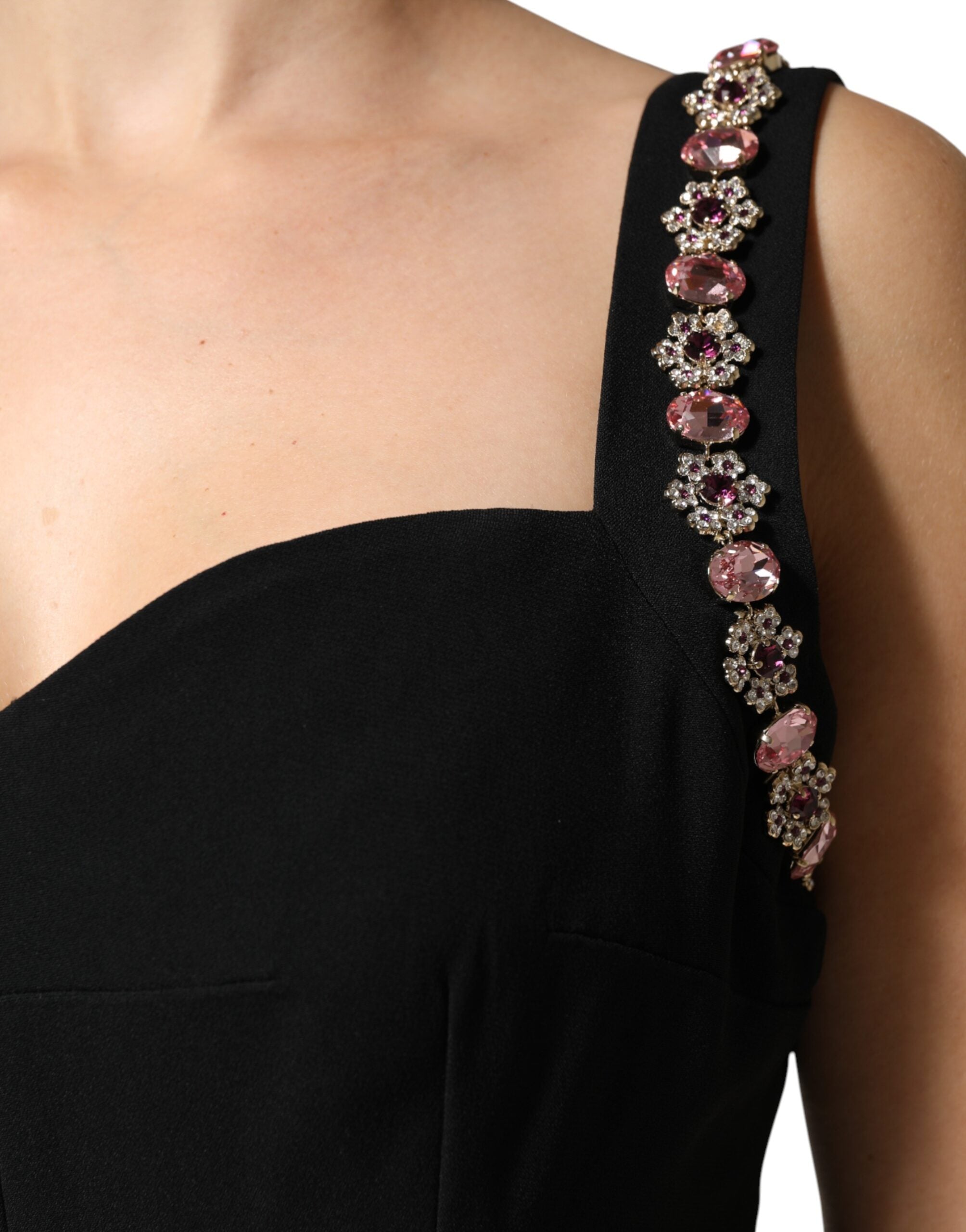 Black Embellished Bodycon Long Gown Dress - ventzia