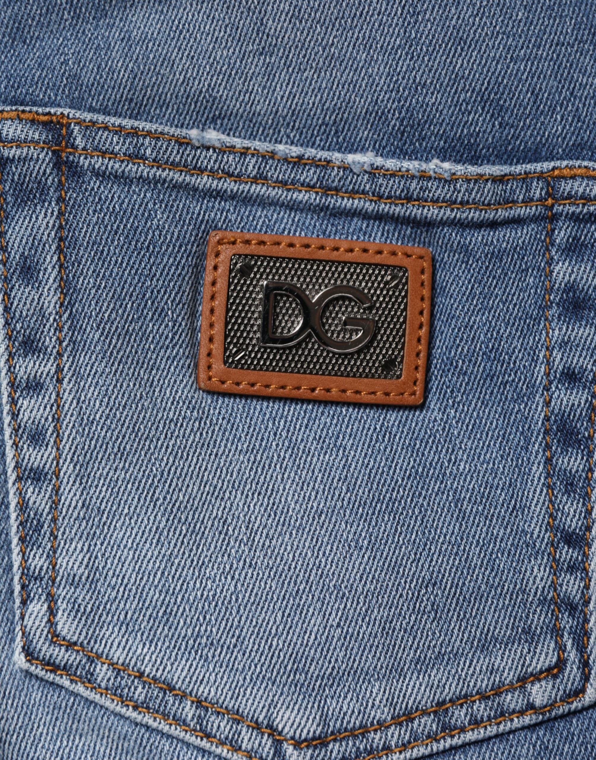 Blue Washed Cotton Skinny Denim Trouser Jeans - ventzia