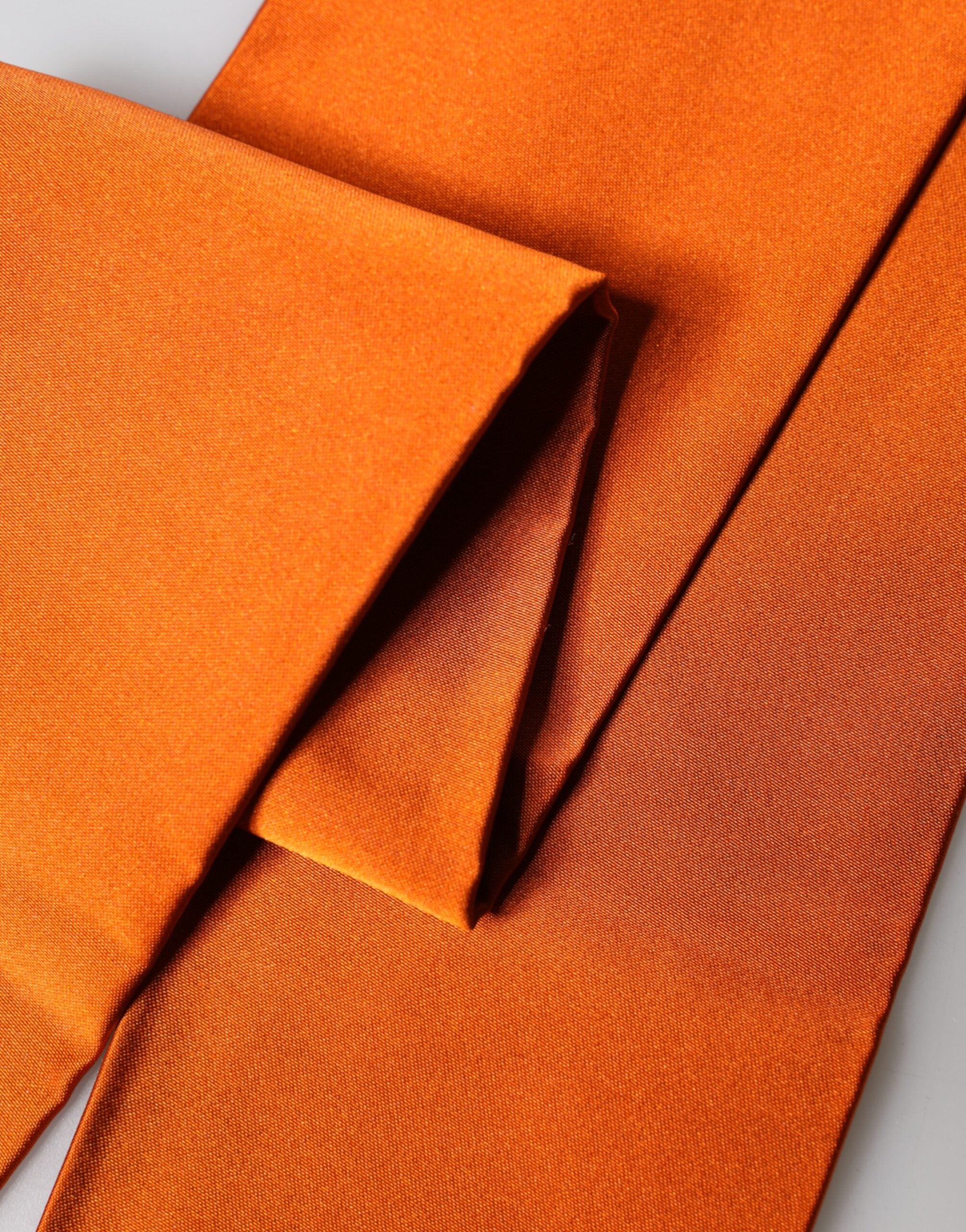 Orange Silk Fringes Neck Wrap Foulard Scarf - ventzia