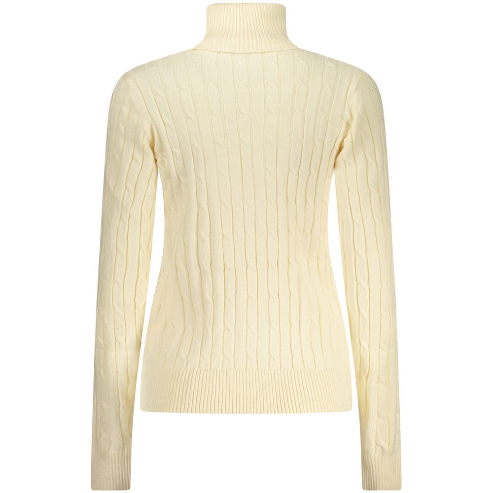 White Viscose Women's Turtleneck Sweater - ventzia