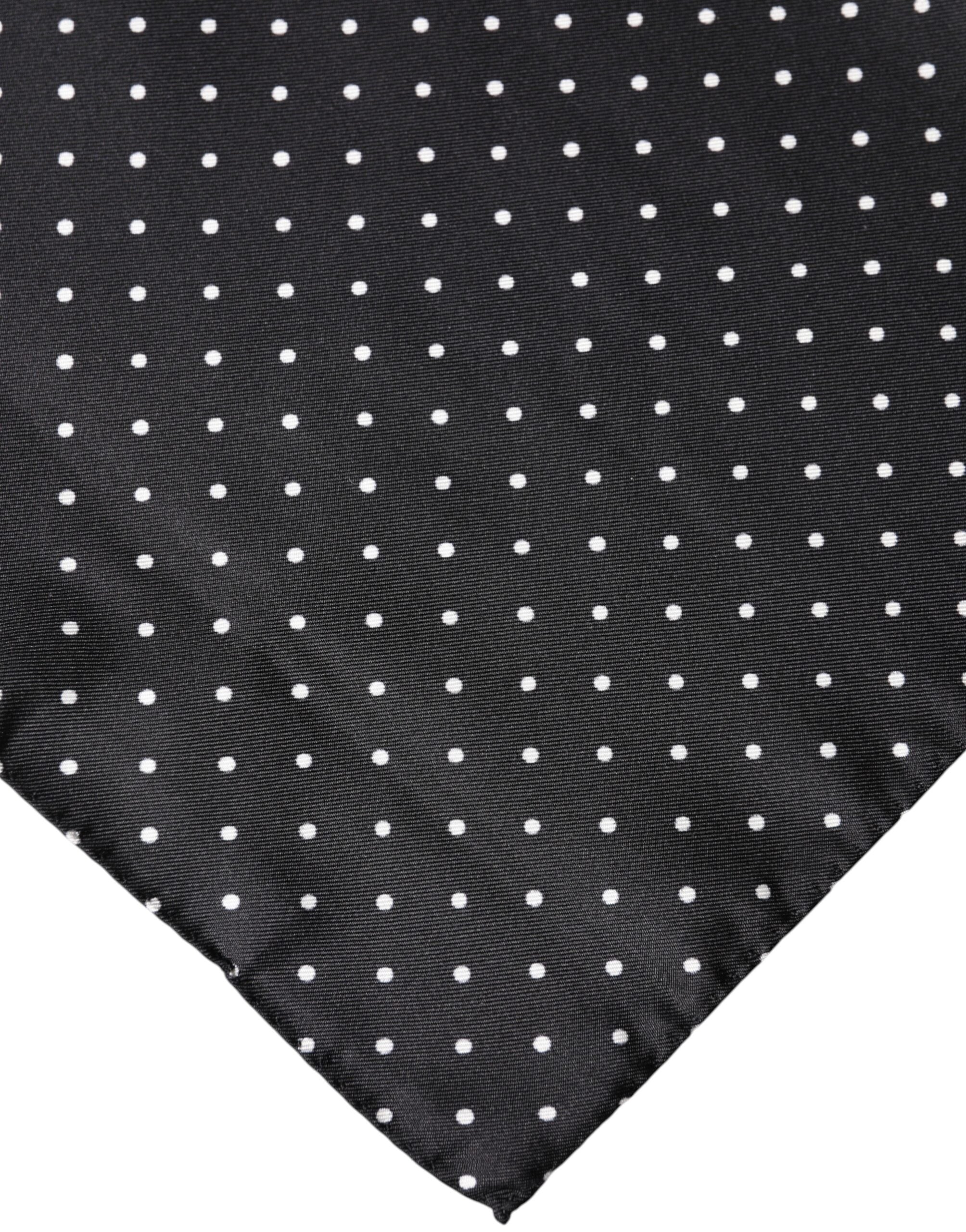 Black Polka Dot Silk Square Foulard Scarf - ventzia