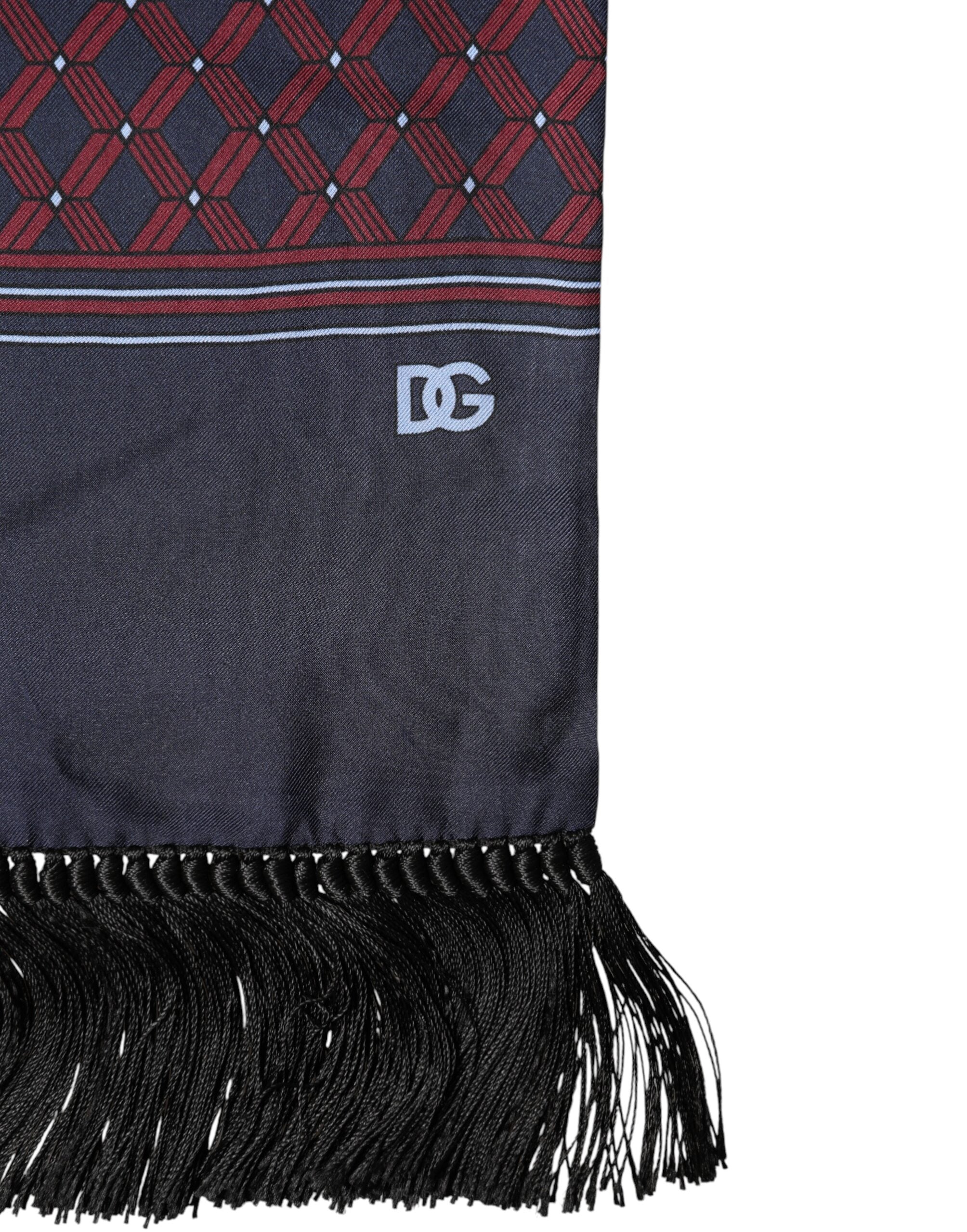 Maroon Patterned Fringes Wrap Foulard 138cm x 15cm Scarf - ventzia