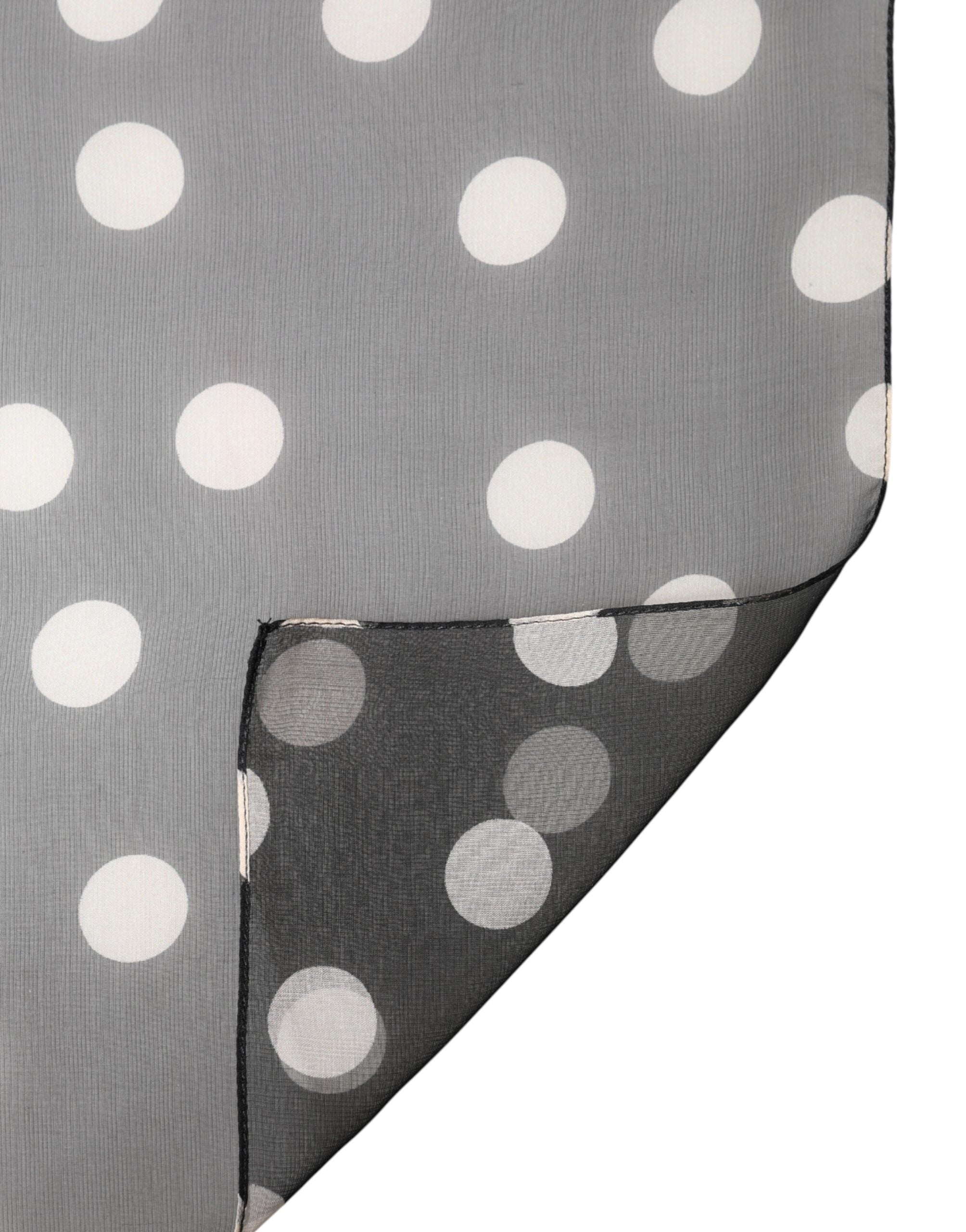 Black Polka Dot Silk Neck Wrap Shawl 205cm x 137cm Scarf - ventzia