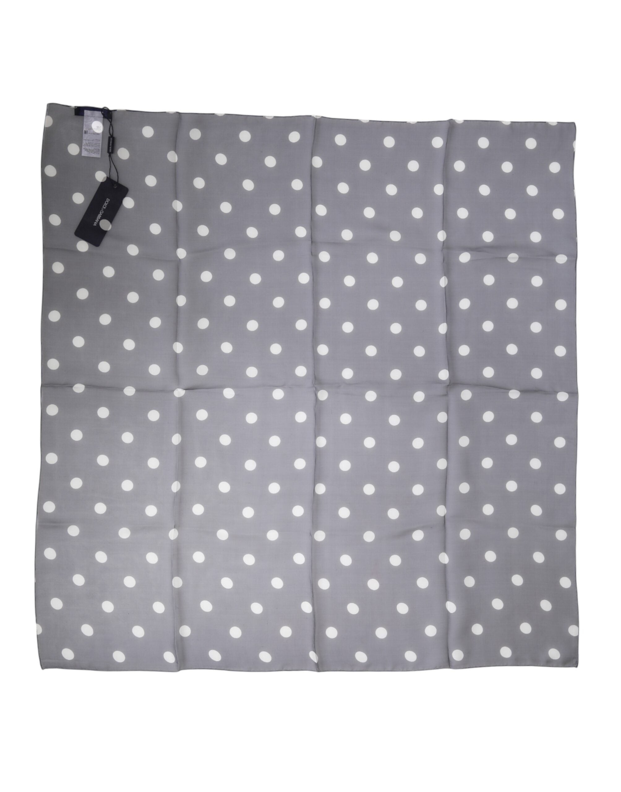 Blue Polka Dot Silk Square Foulard 91.5cm x 89.5cm Scarf - ventzia