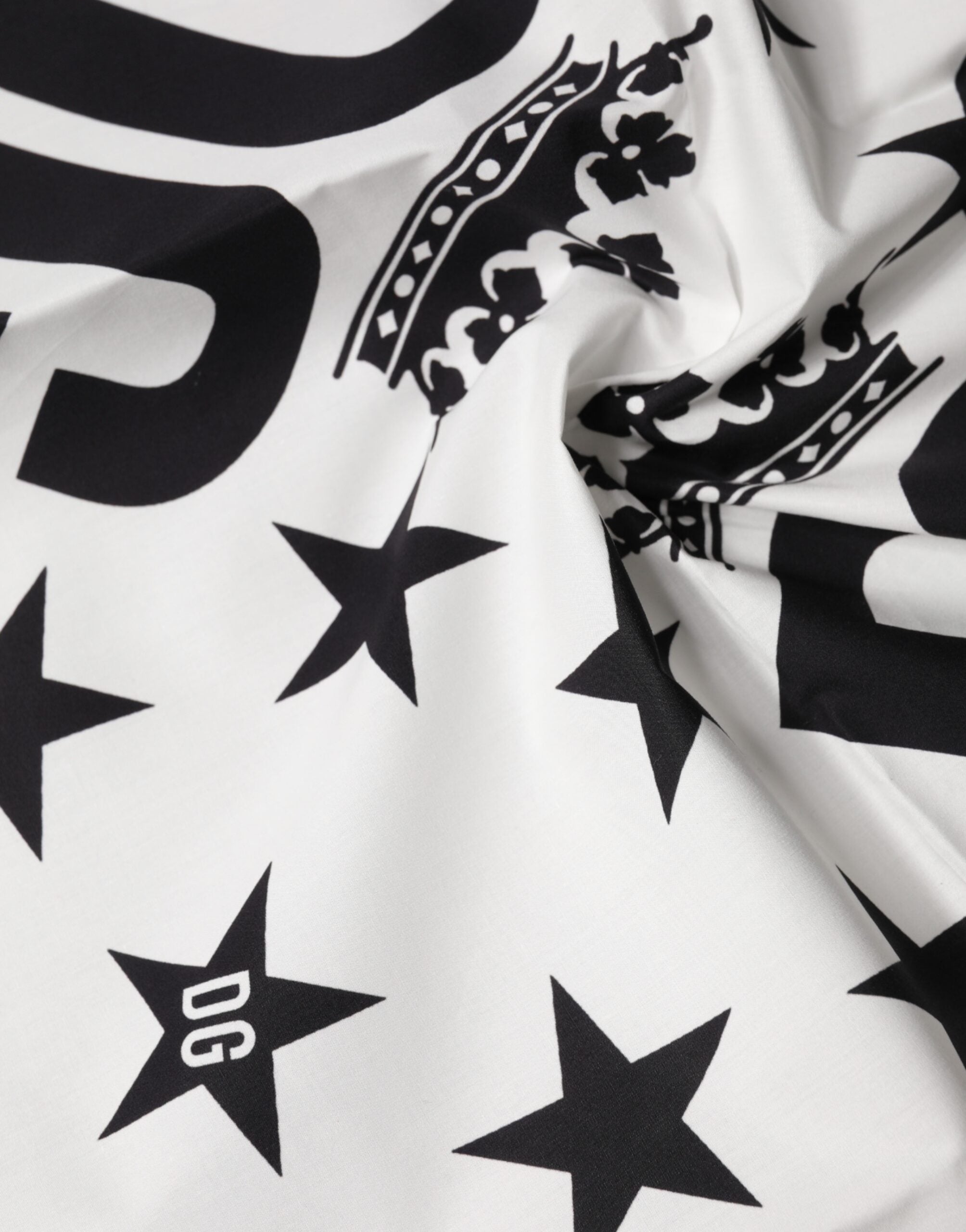 White DG Crown Print Square Foulard 52cm x 50.5cm Scarf - ventzia
