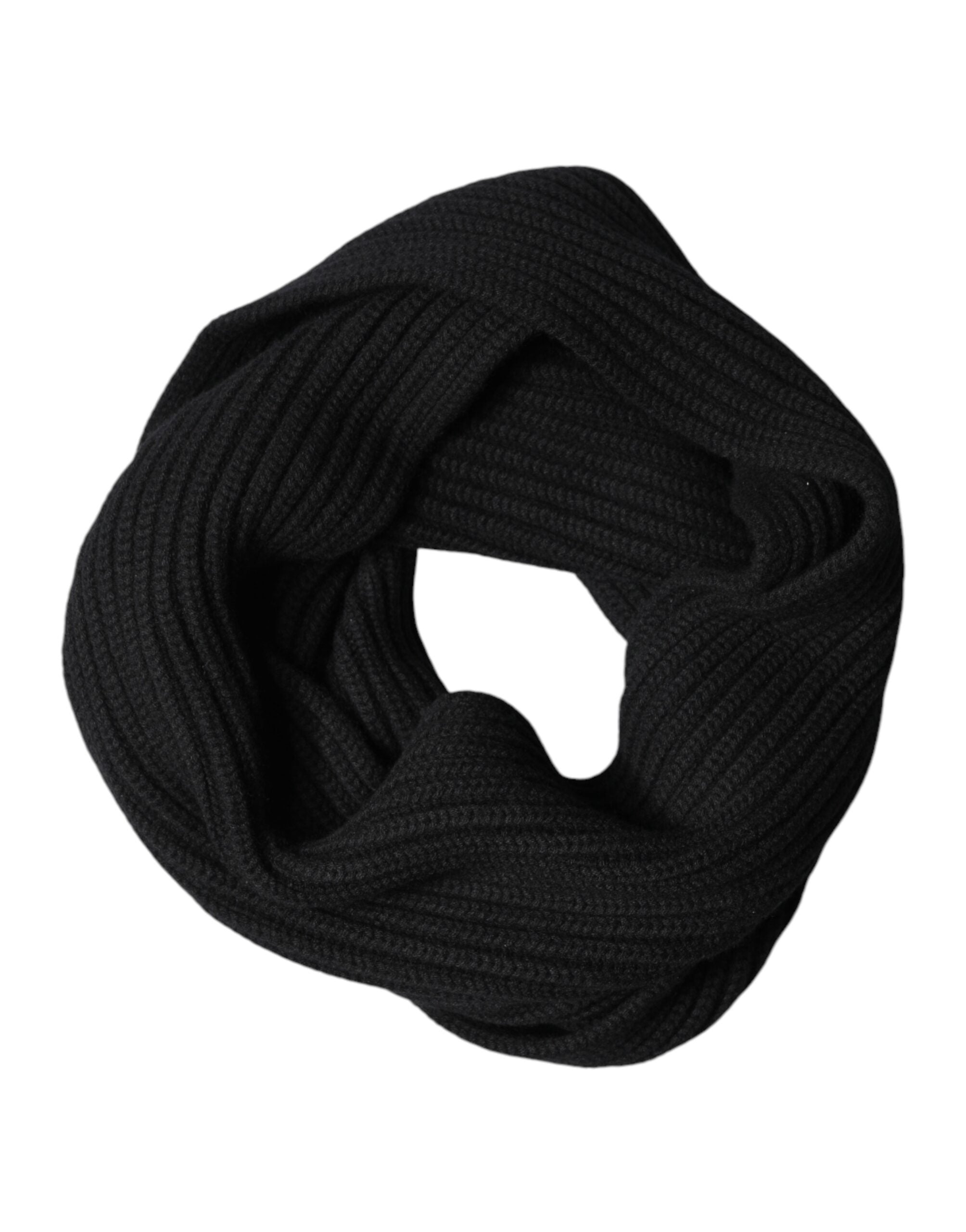 Black Cashmere Knit Neck Wrap Shawl 202cm x 26cm  Scarf - ventzia