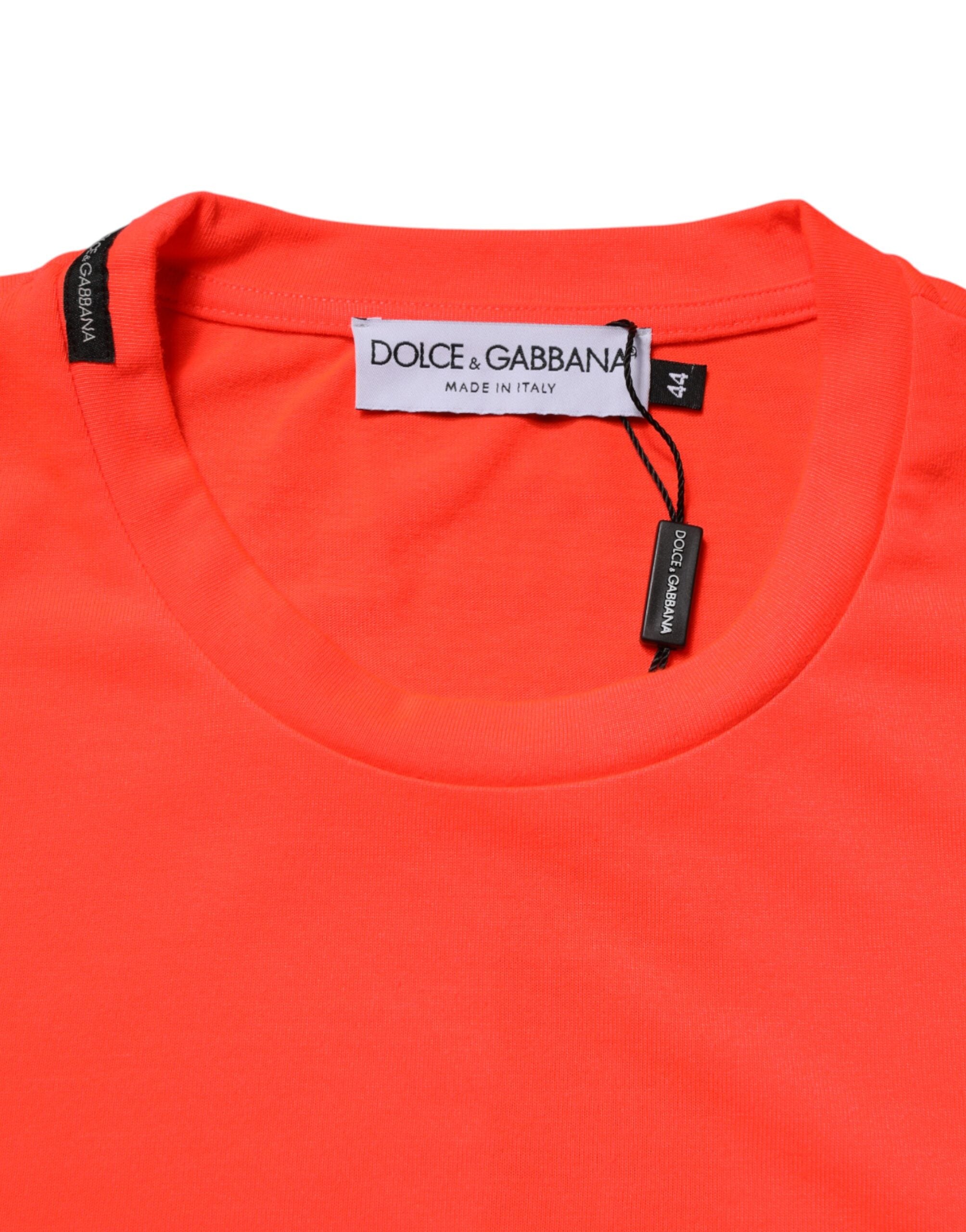Neon Orange Polyester Crew Neck Men T-shirt - ventzia
