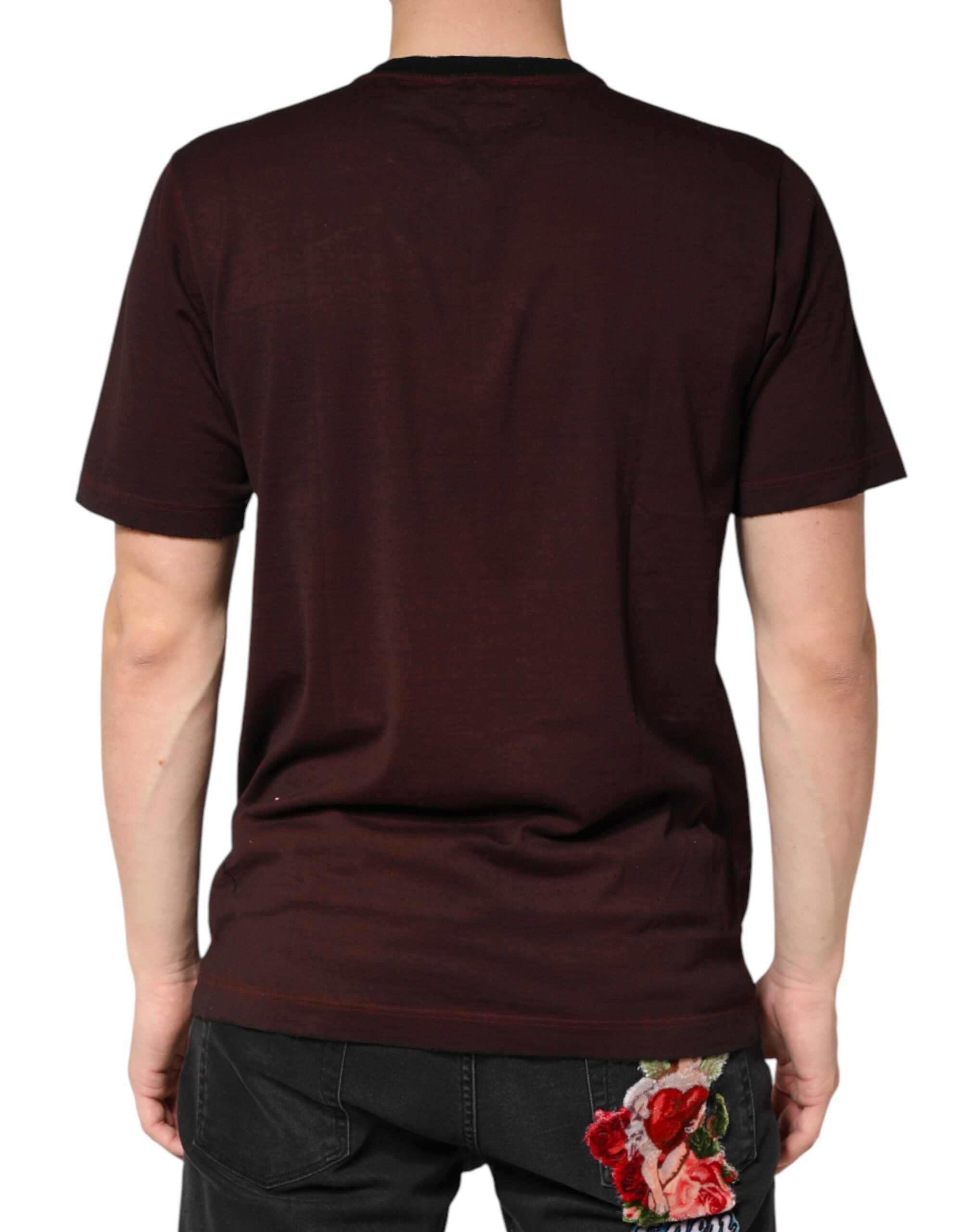 Maroon DG Crown Cotton Crew Neck Men T-shirt - ventzia
