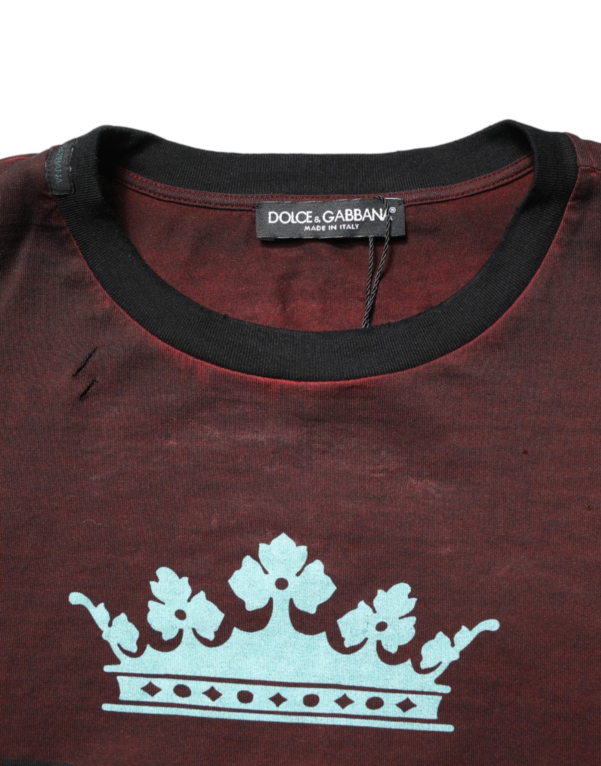Maroon DG Crown Cotton Crew Neck Men T-shirt - ventzia
