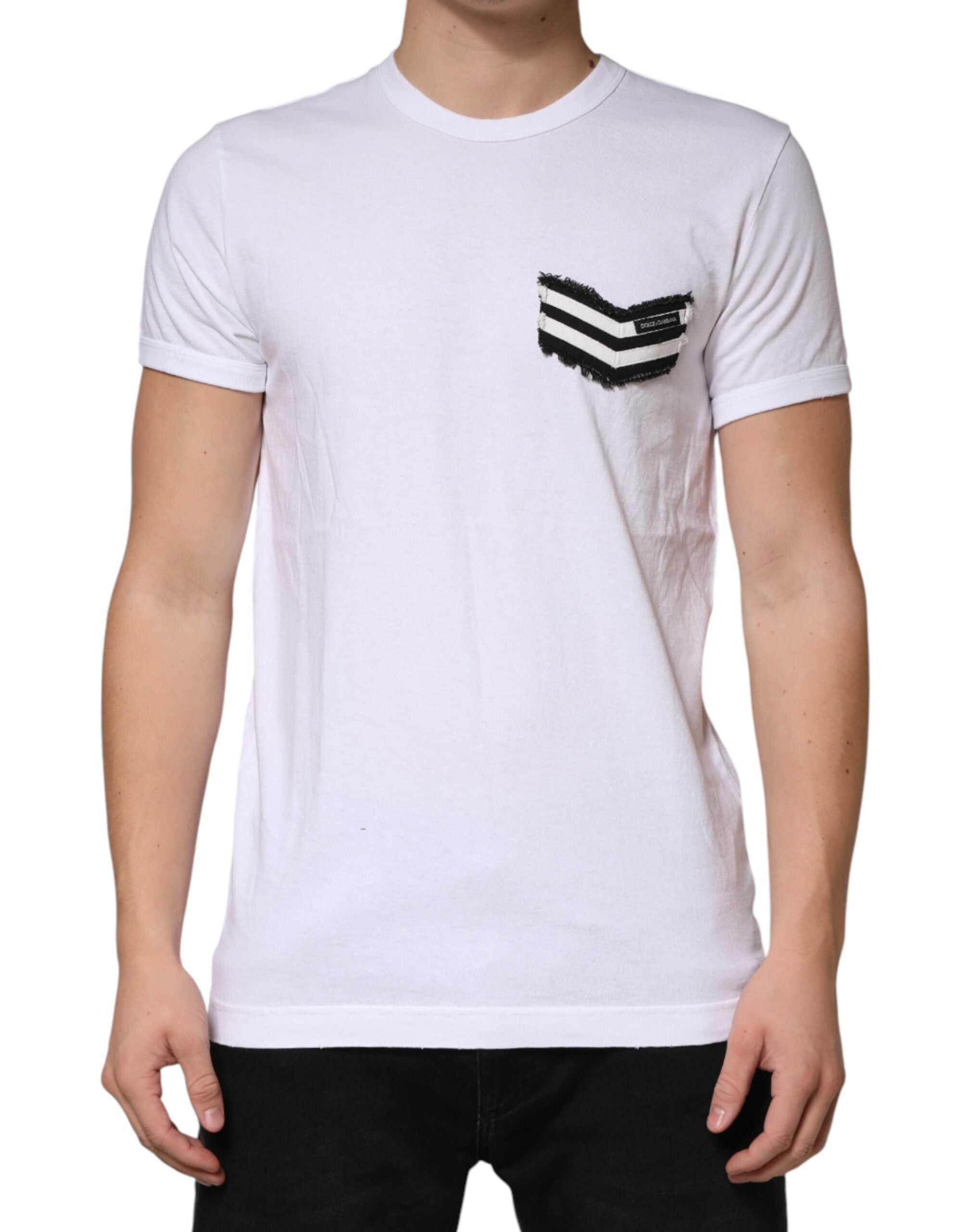 White Stripes Cotton Crew Neck Tee  T-shirt - ventzia