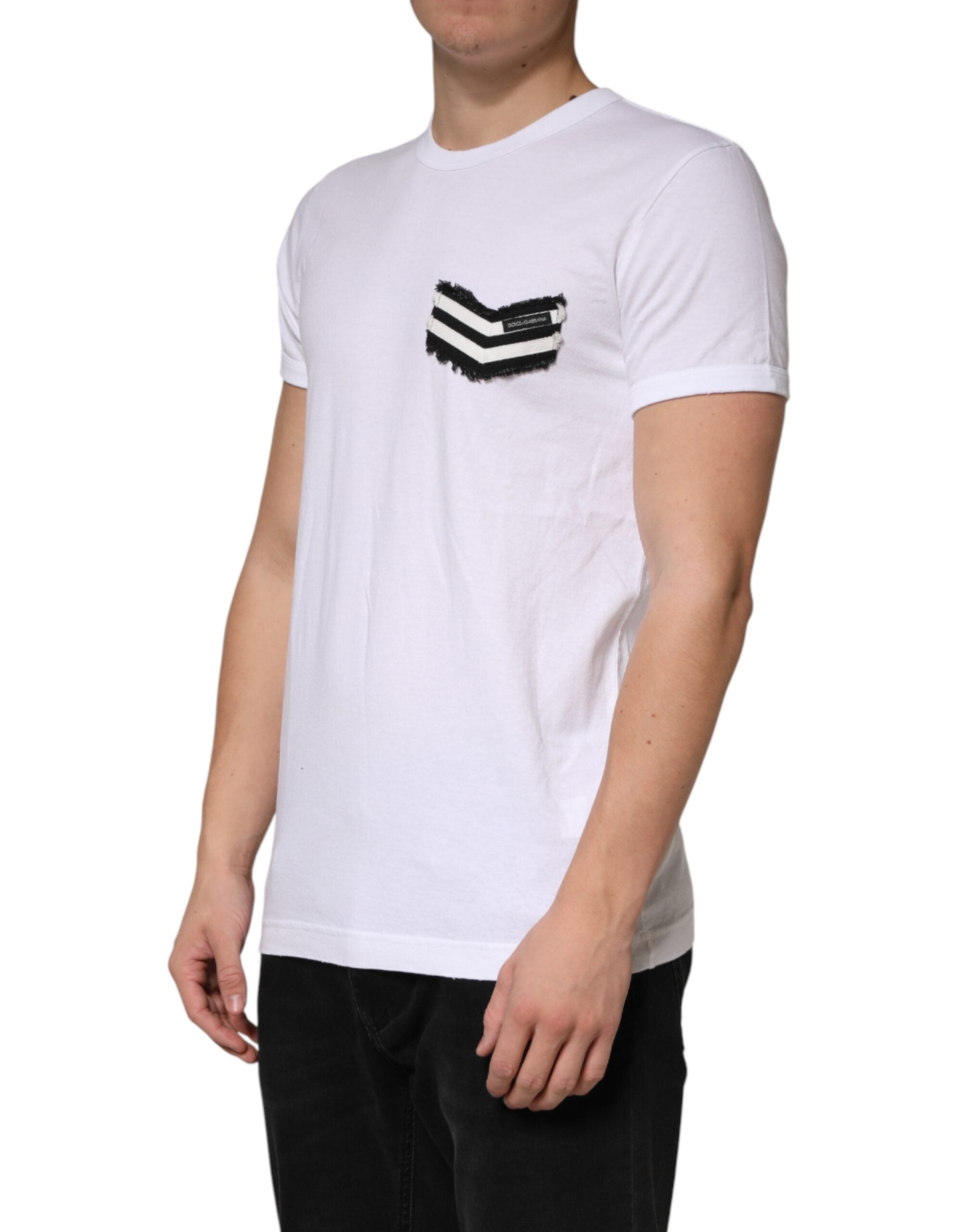 White Stripes Cotton Crew Neck Tee  T-shirt - ventzia
