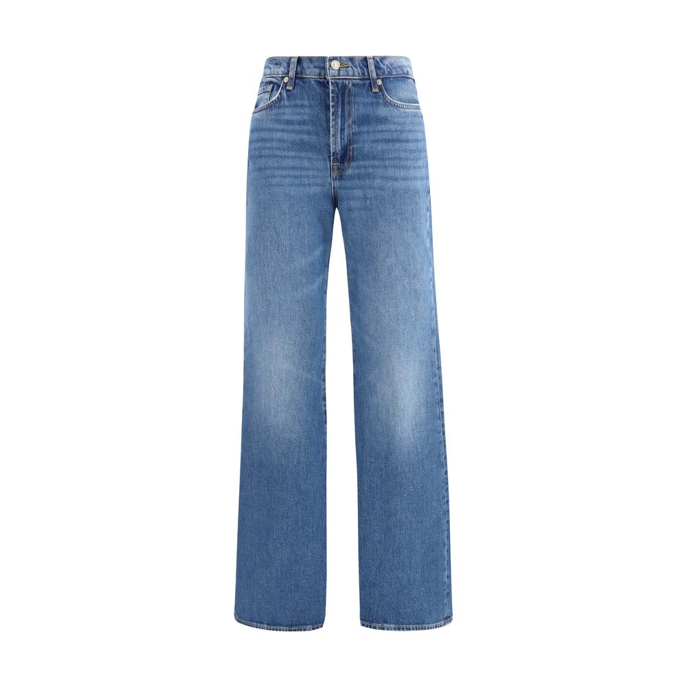 Blue Cotton Flared Jeans - ventzia