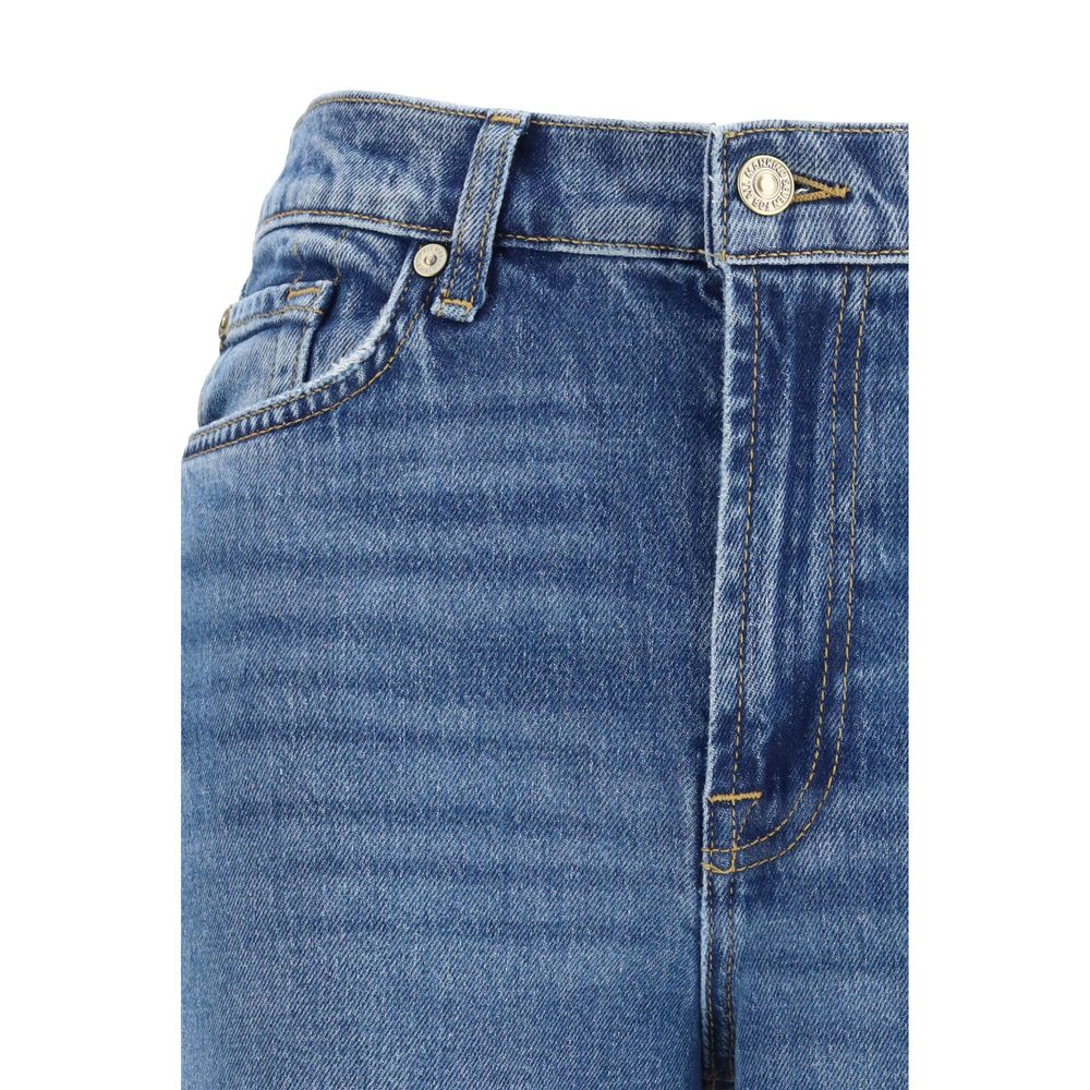 Blue Cotton Flared Jeans - ventzia