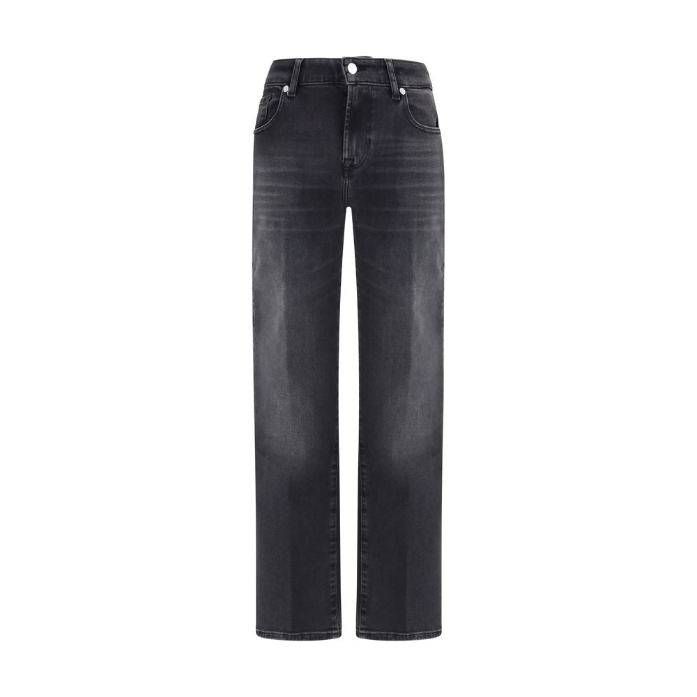 Black Cotton Straight-Leg Jeans - ventzia