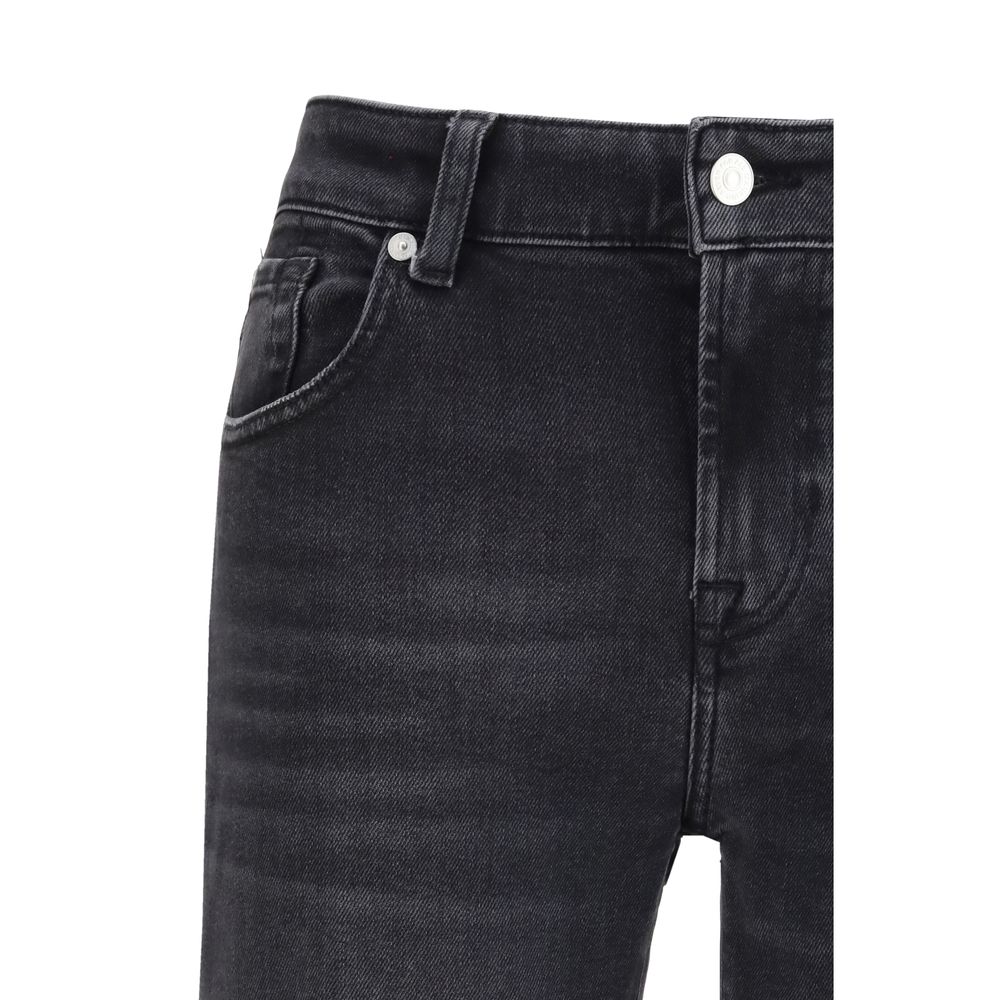 Black Cotton Straight-Leg Jeans - ventzia