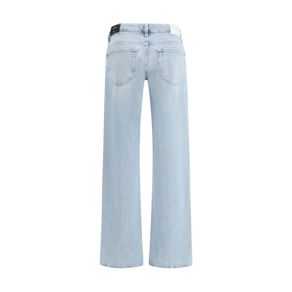 Blue Cotton Straight-Leg Jeans - ventzia