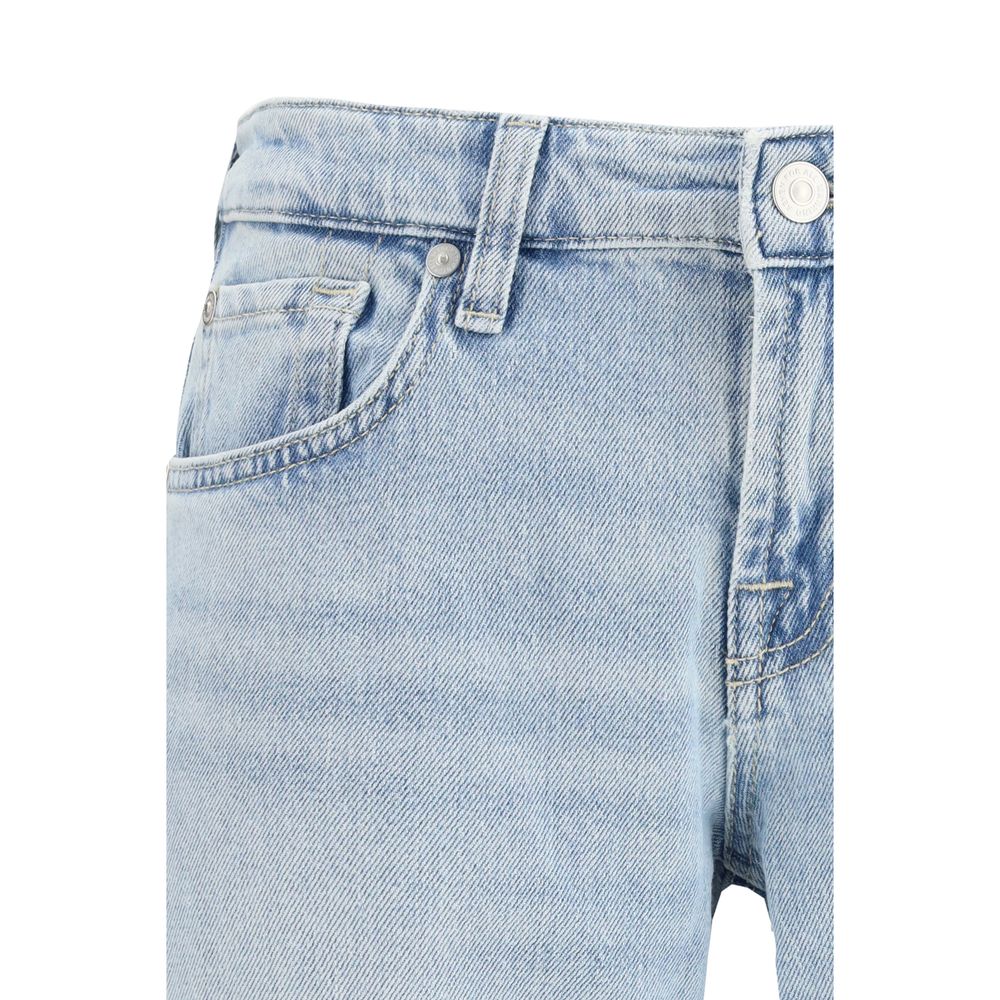 Blue Cotton Straight-Leg Jeans - ventzia