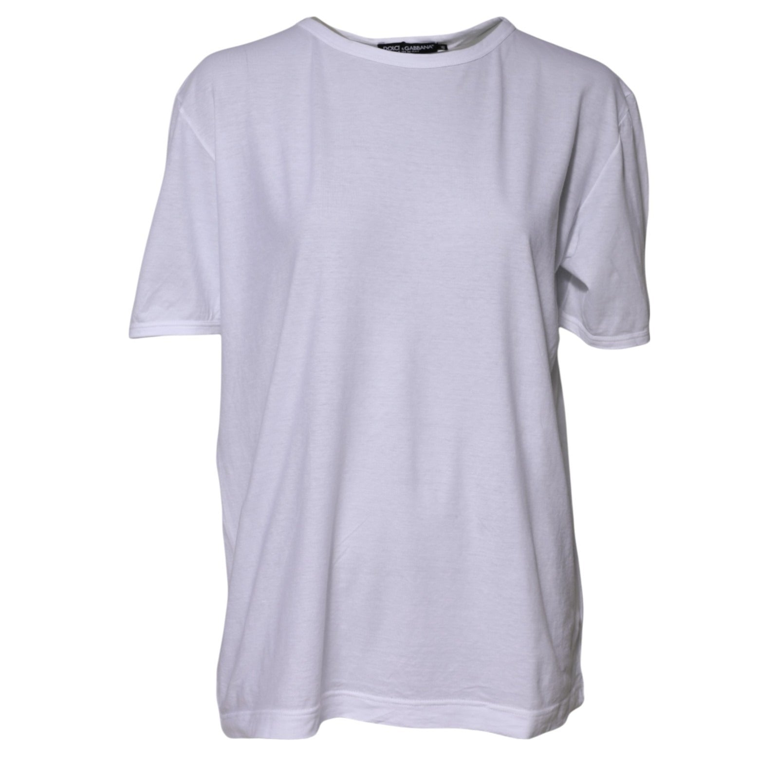White Cotton Crew Neck Short Sleeves T-shirt - ventzia