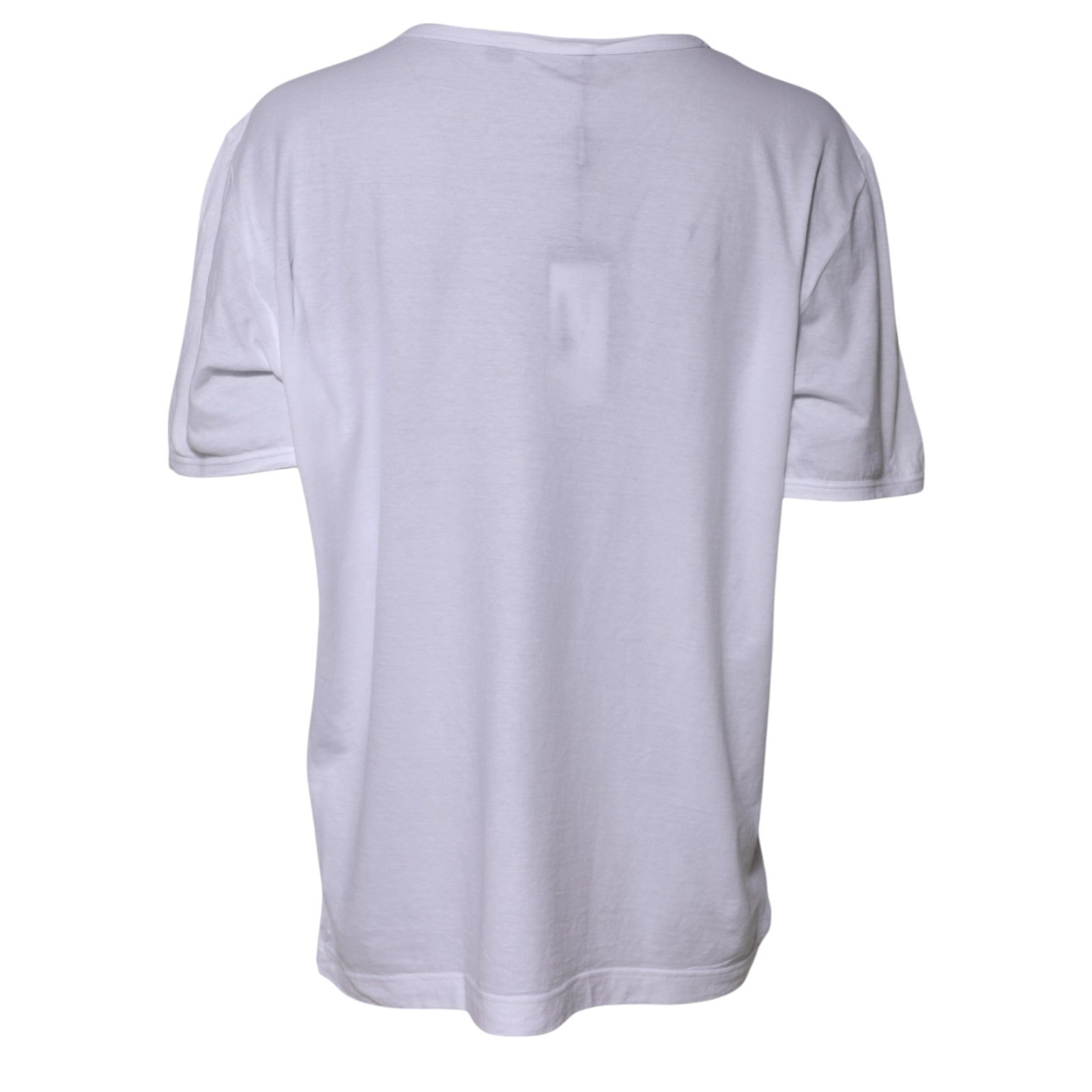White Cotton Crew Neck Short Sleeves T-shirt - ventzia