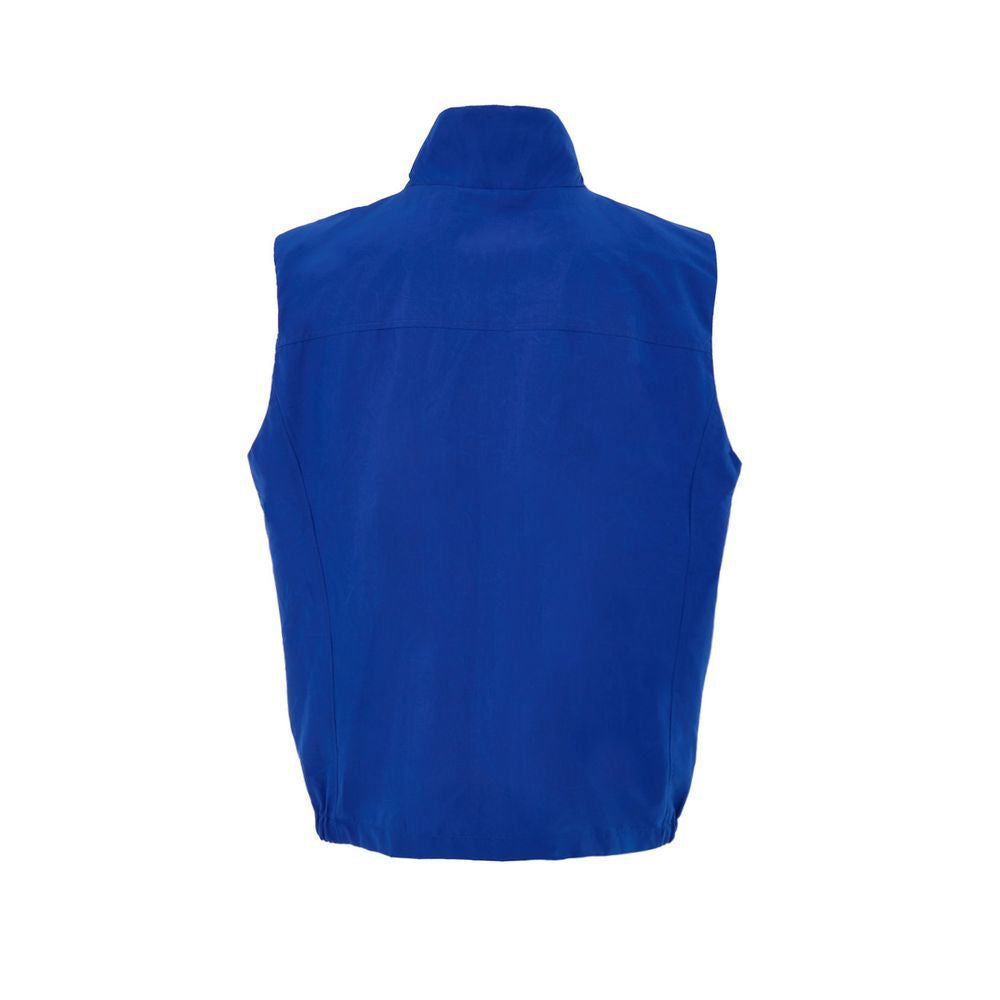Blue Polyester Sleveless Jacket - ventzia