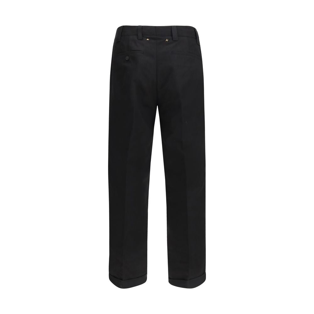 Black Cotton Chino Pants - ventzia