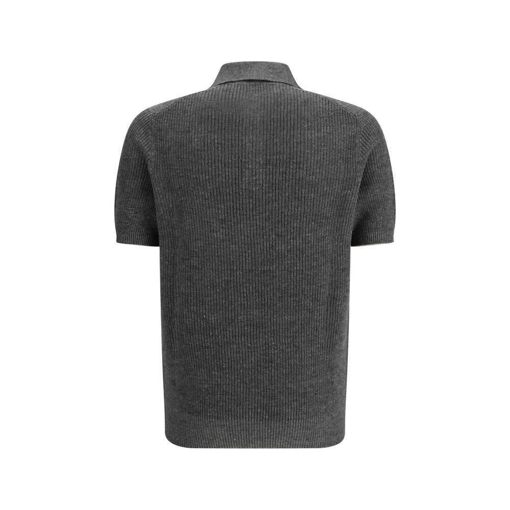 Gray Cotton Polo Shirt - ventzia