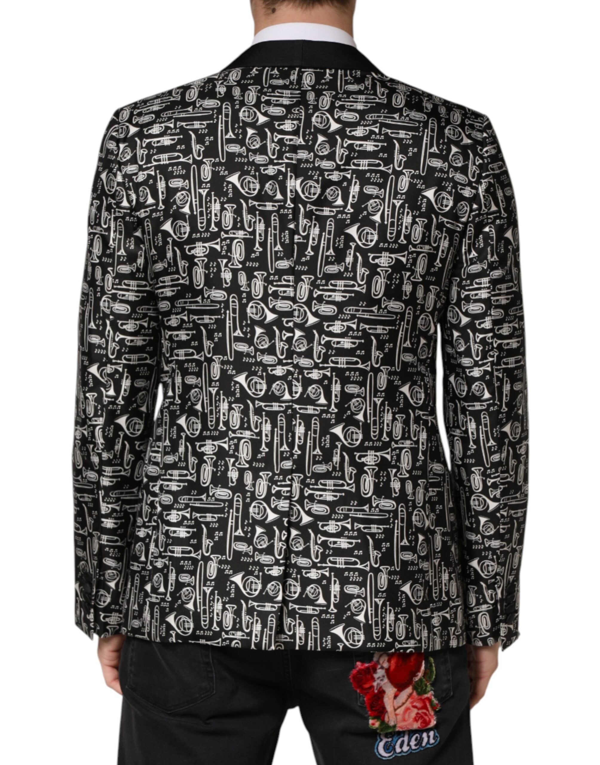 Black Jazz Club Silk Single Breasted Blazer - ventzia