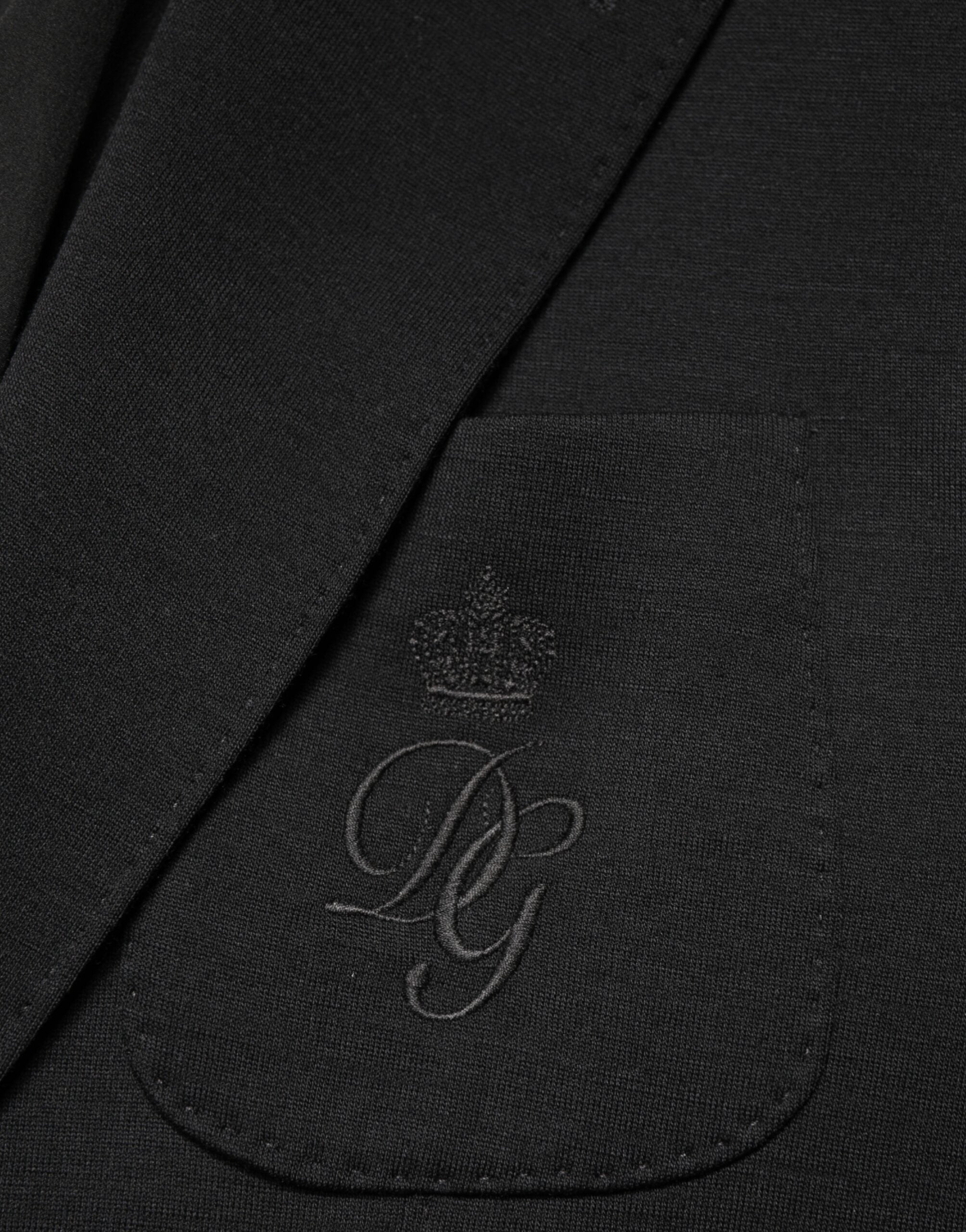 Black Wool Single Breasted 2 Button Blazer - ventzia