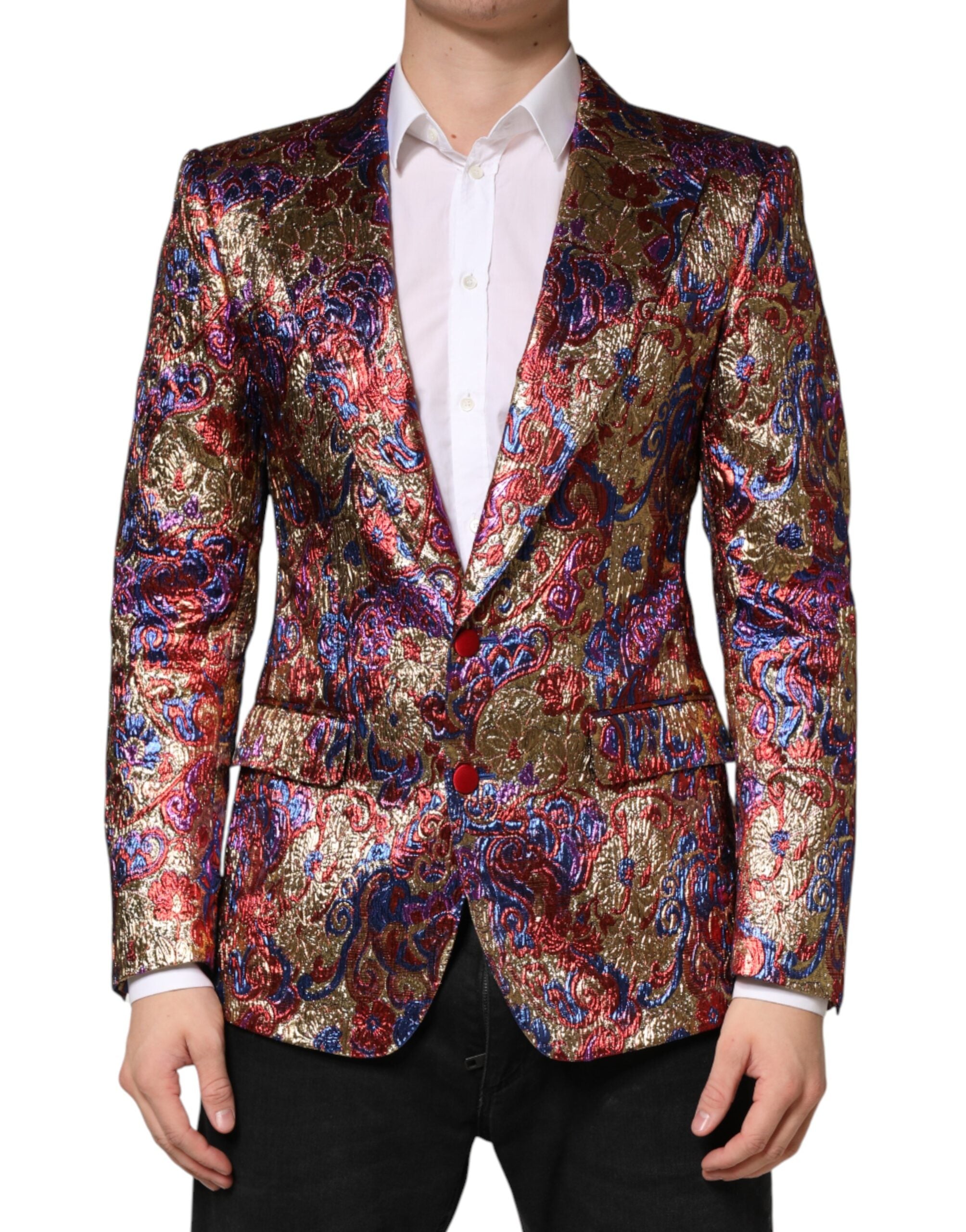 Multicolor Jacquard Single Breasted Blazer - ventzia