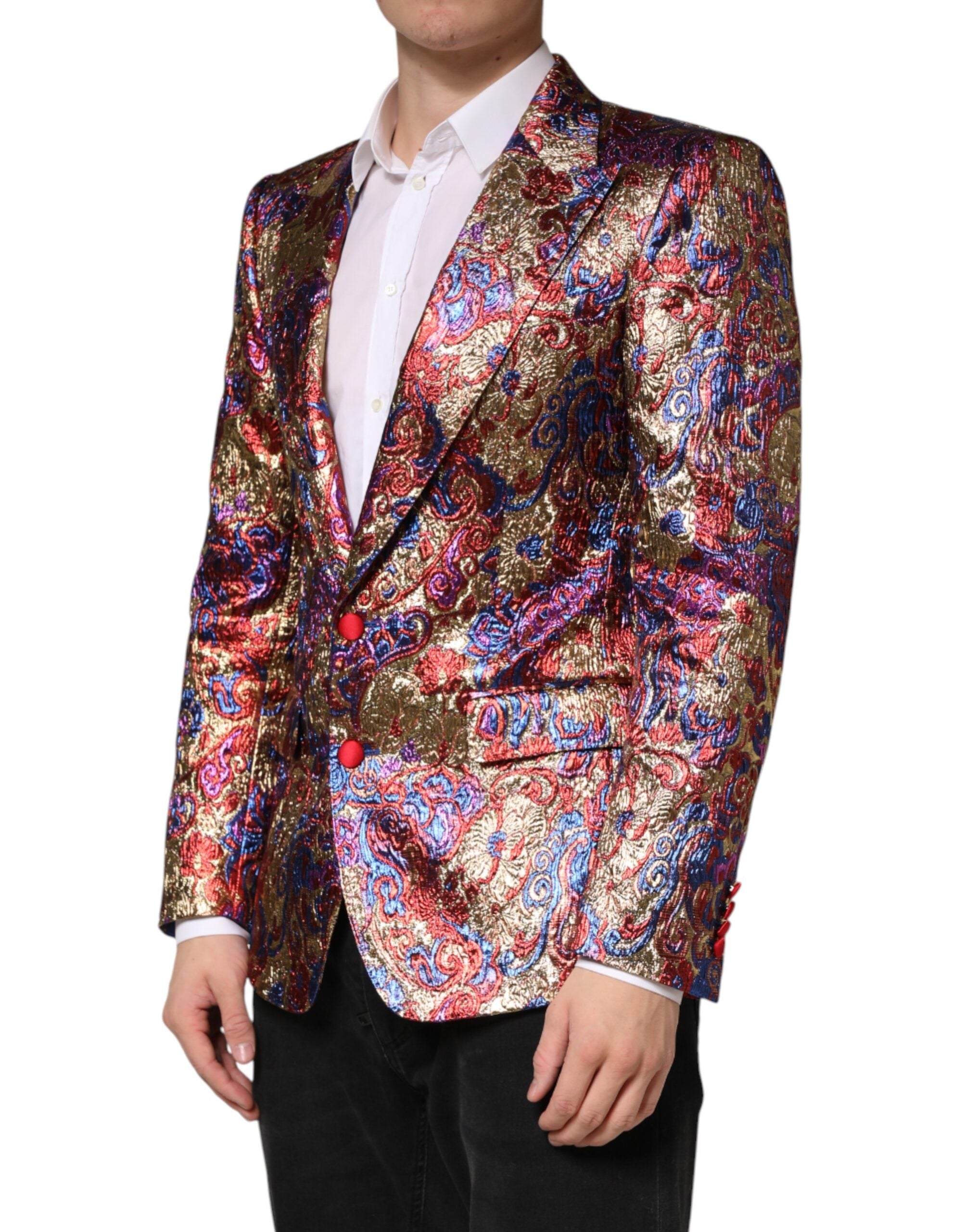 Multicolor Jacquard Single Breasted Blazer - ventzia