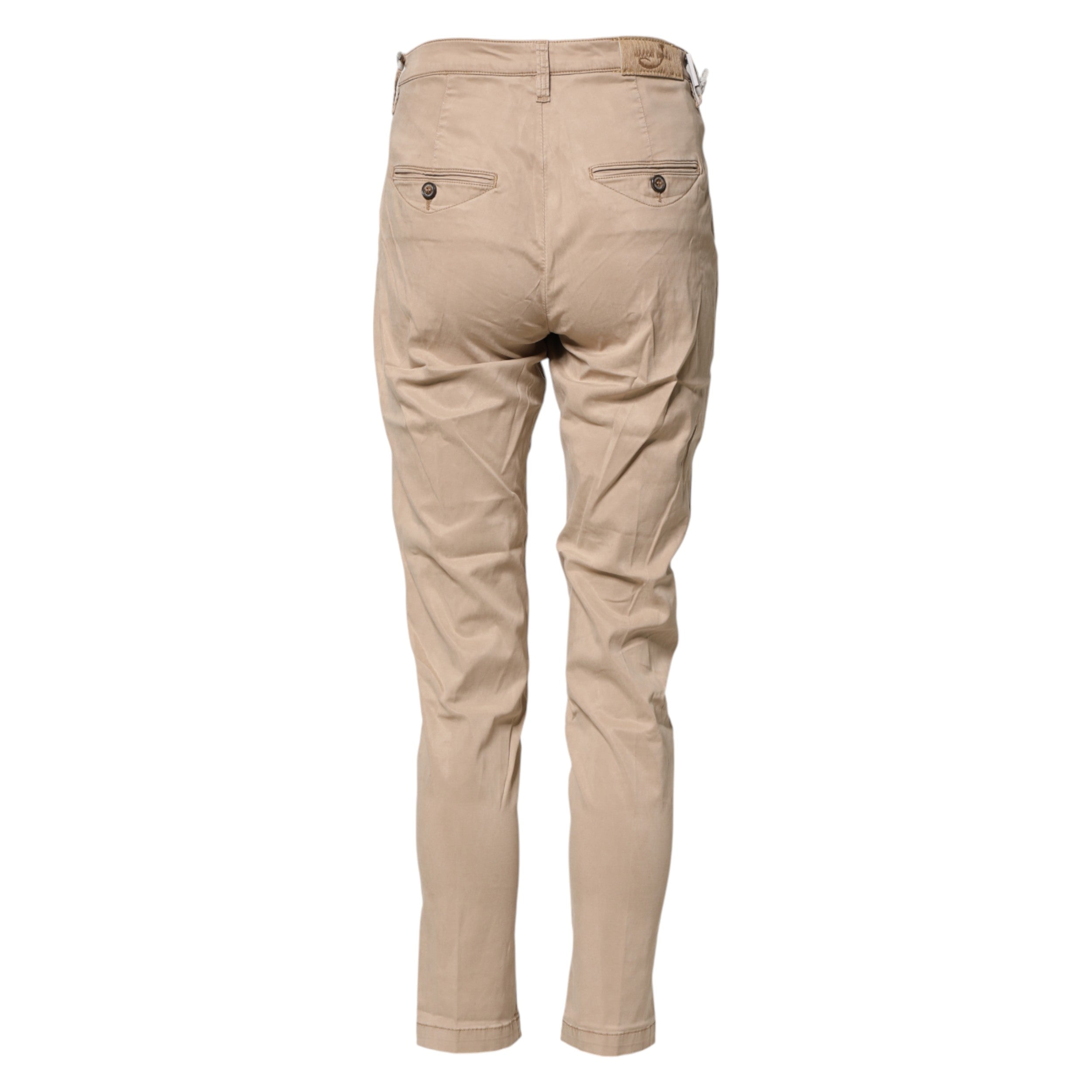 Beige Lyocell Skinny High Waist Chino Casual Pants - ventzia