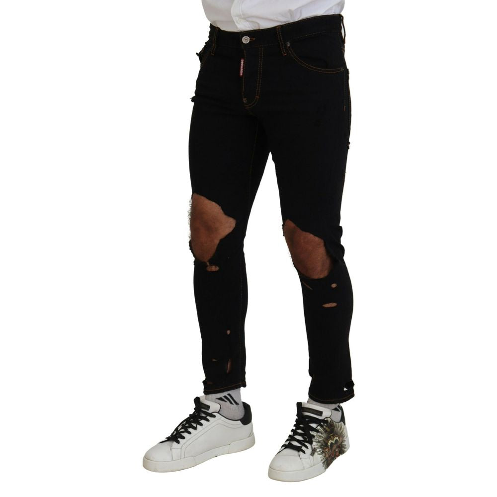 Black Cotton Skinny Pants - ventzia