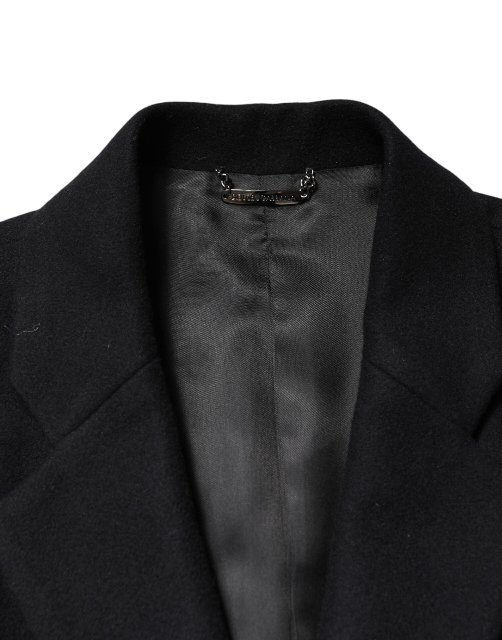Black Wool Single Breasted Long Coat Jacket - ventzia